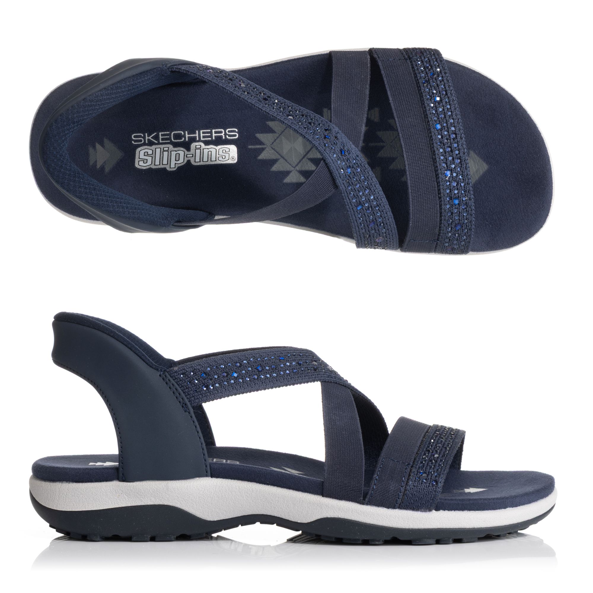 SKECHERS Damen-Sandale Reggae Slim Summer Sparkle Hands Free Slip-Ins®