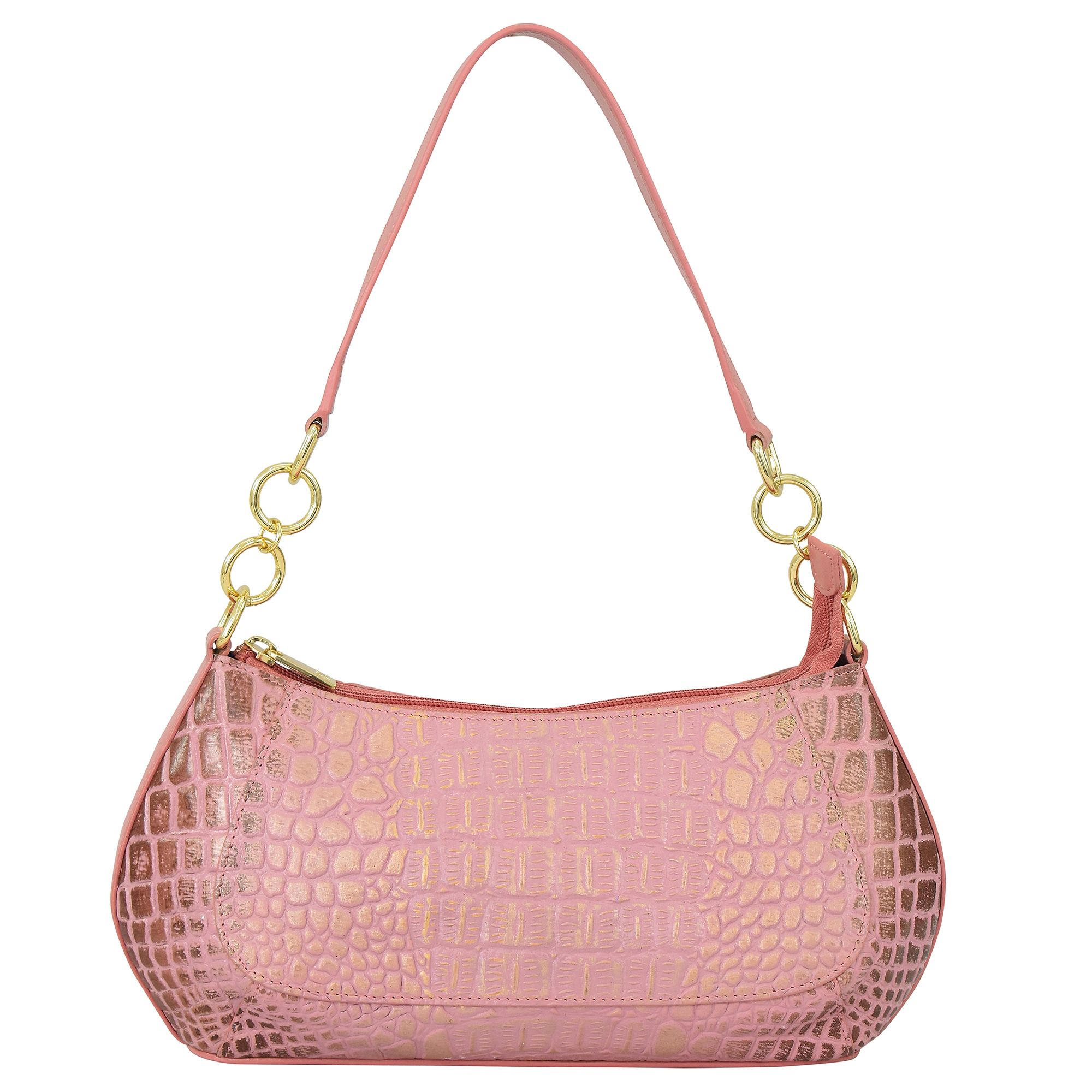 ANUSCHKA® Schultertasche echt Leder Kroko-Optik handbemalt