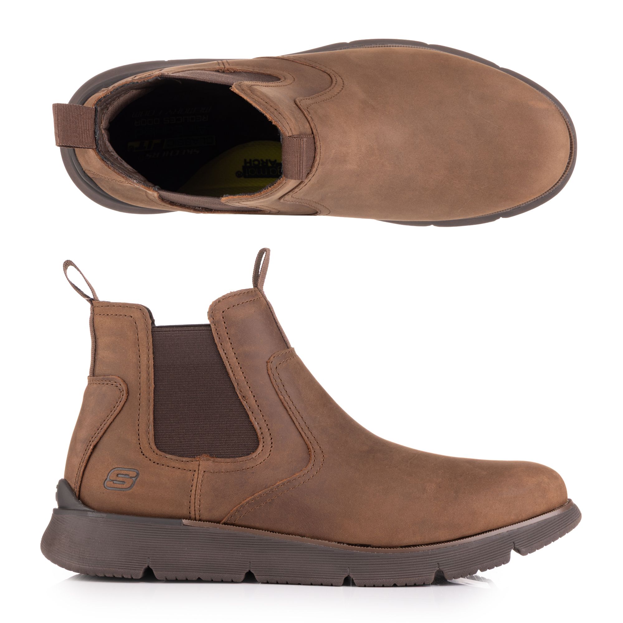 SKECHERS Herren-Stiefelette Leder seitl.Elastikeinsätze Memory Foam