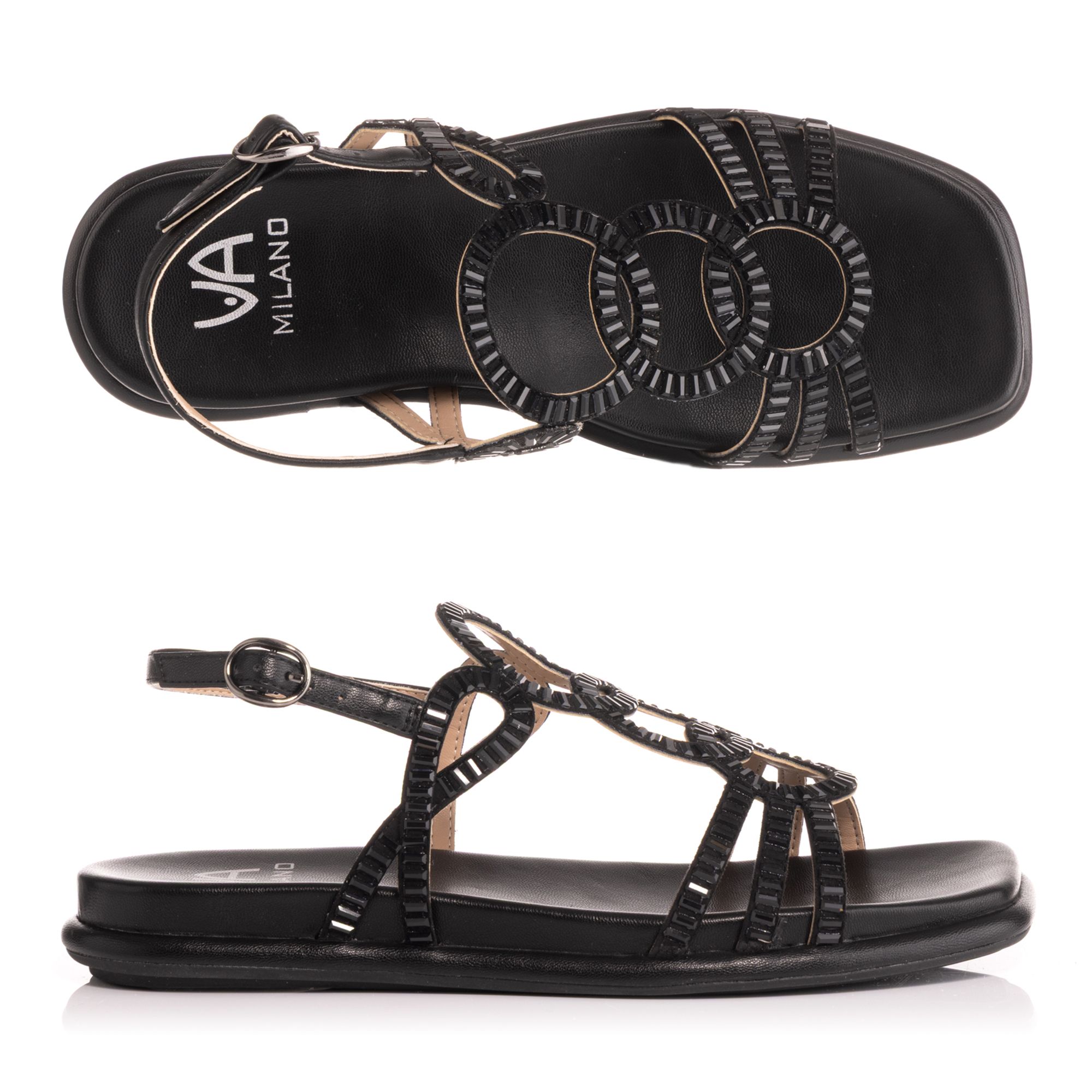 VIA MILANO Damen-Sandale verstellbarer Riemen Strass-Applikationen Absatz ca. 2cm
