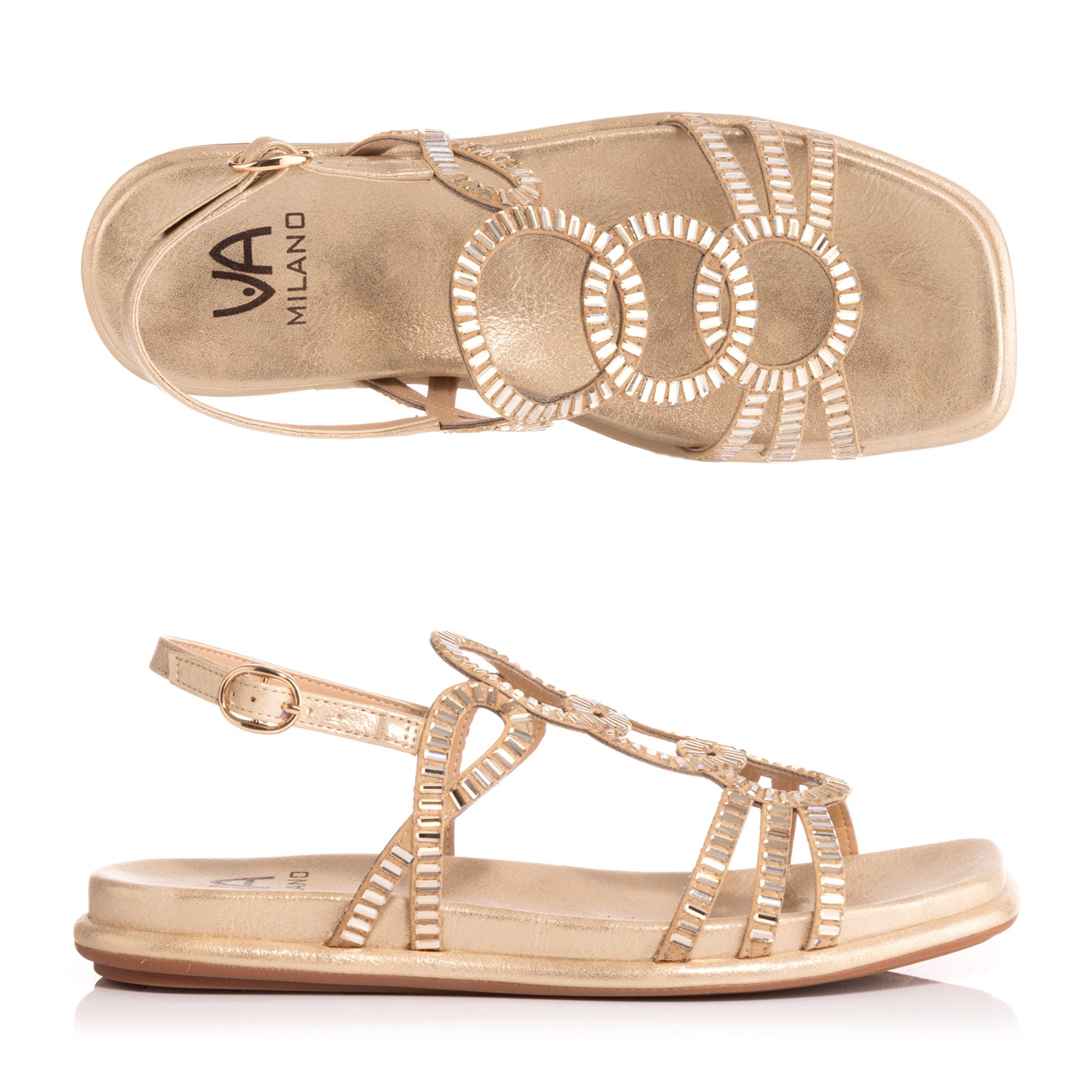 VIA MILANO Damen-Sandale verstellbarer Riemen Strass-Applikationen Absatz ca. 2cm