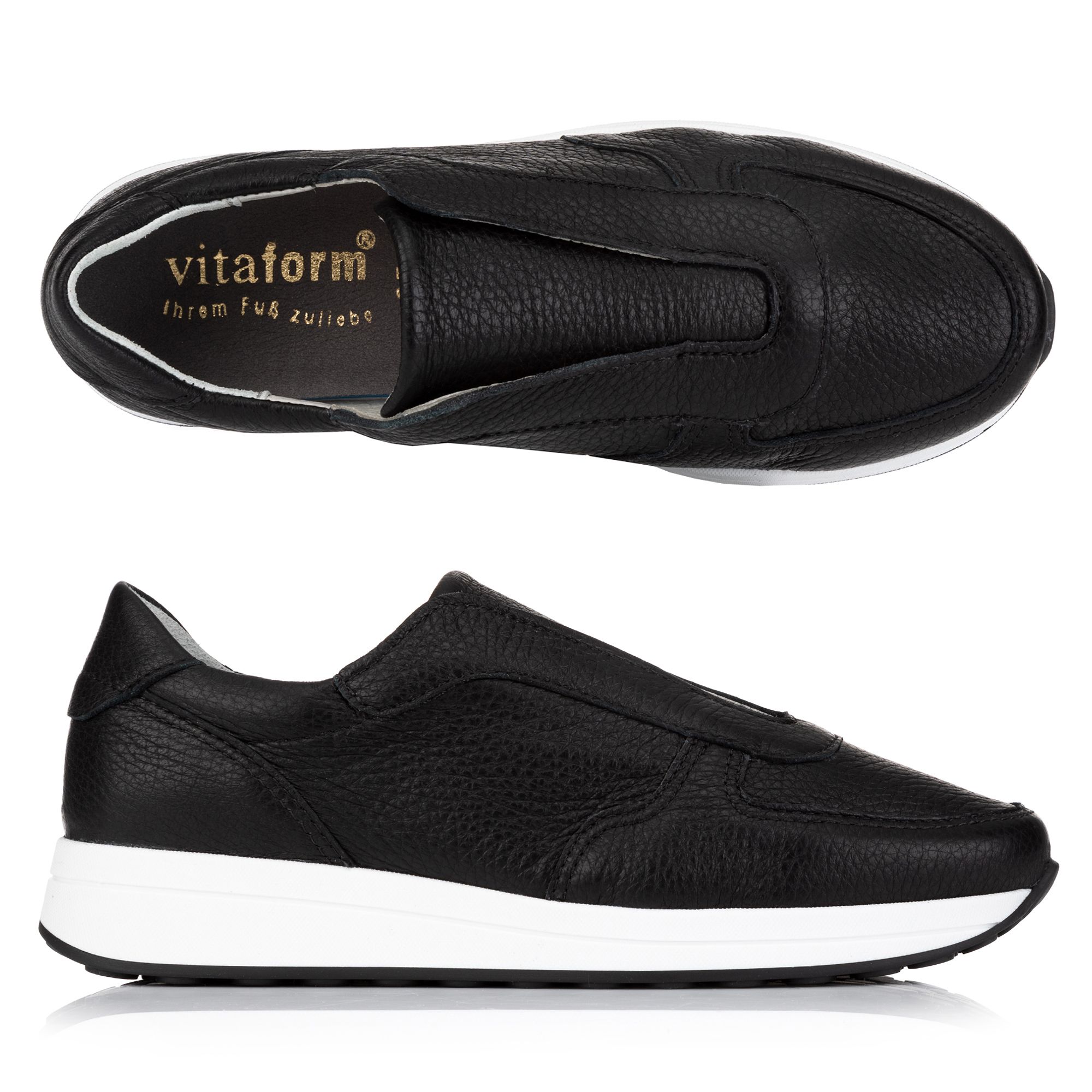 VITAFORM Damen-Slipper Hirschleder Elastikeinsatz Sohle Sarina-Janette