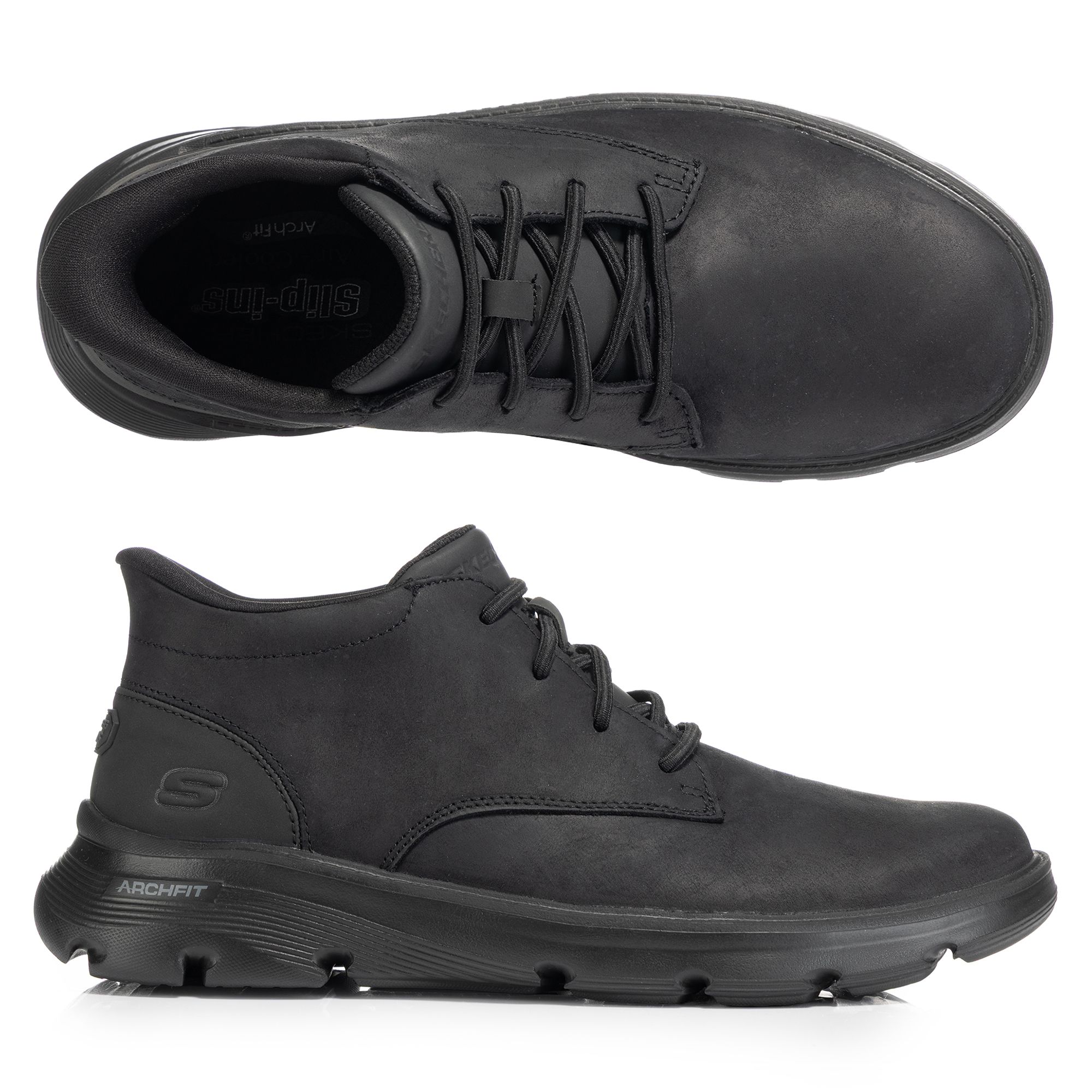 SKECHERS Herren-Stiefelette Arch Fit Garza Ridley Stretch Schnürung Hands Free Slip-Ins®