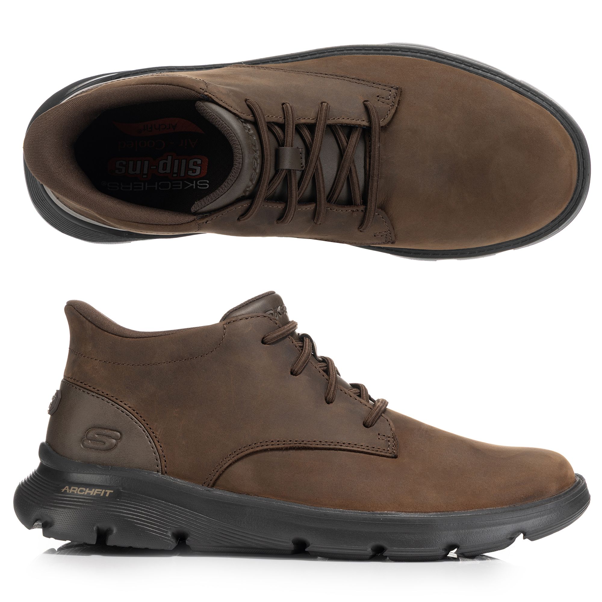 SKECHERS Herren-Stiefelette Arch Fit Garza Ridley Stretch Schnürung Hands Free Slip-Ins®