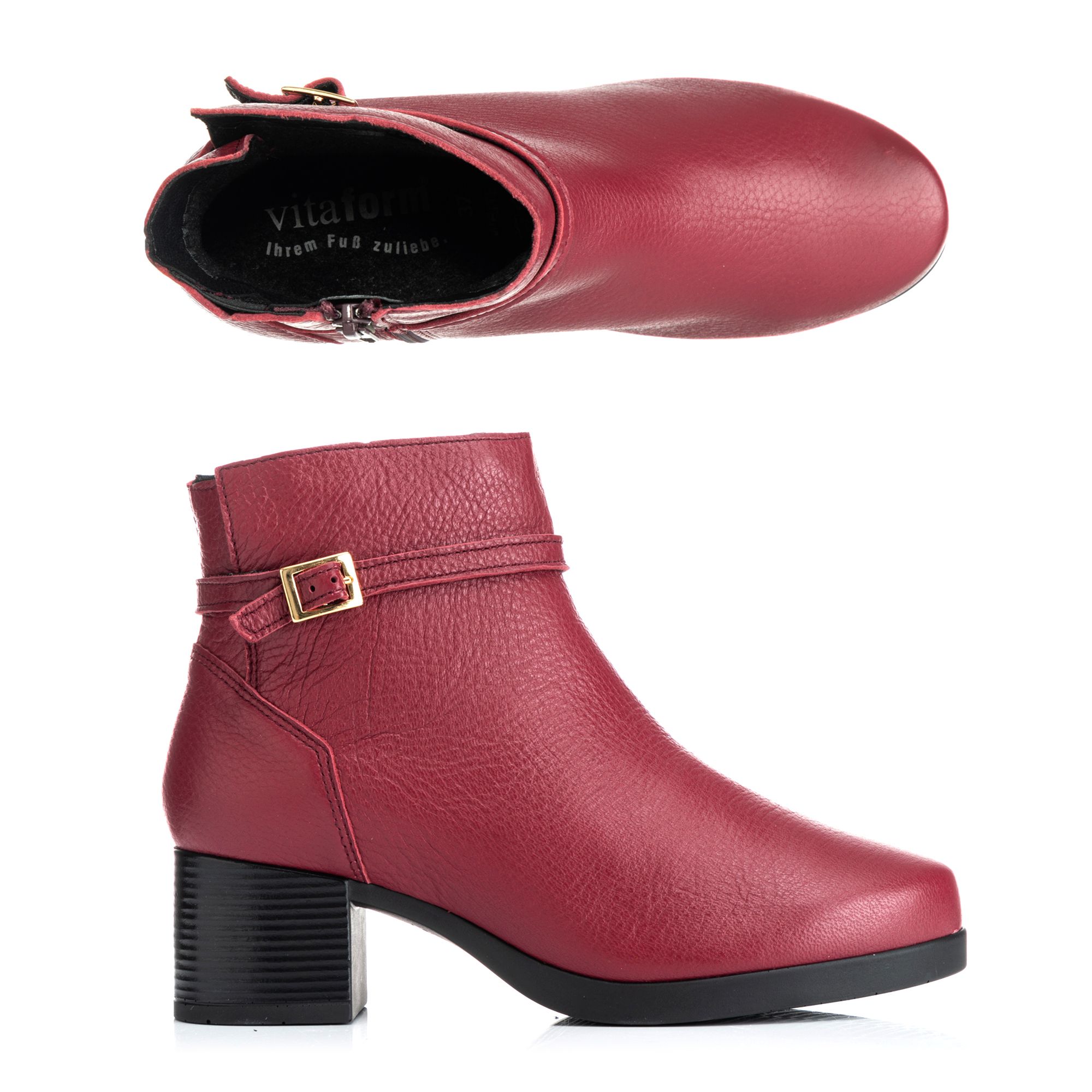 VITAFORM Damen-Stiefelette Hirschleder Zierschnalle Sohle Luisa