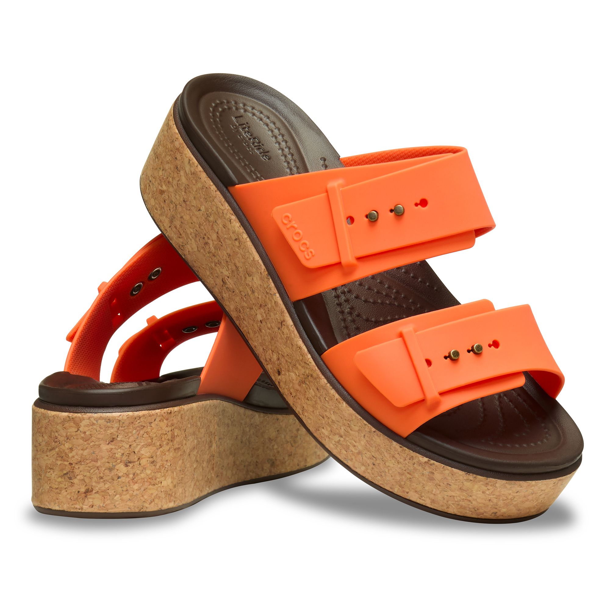 CROCS™ Damen-Pantolette Brooklyn Cork Buckle Plateau ca.1cm Lite Ride™