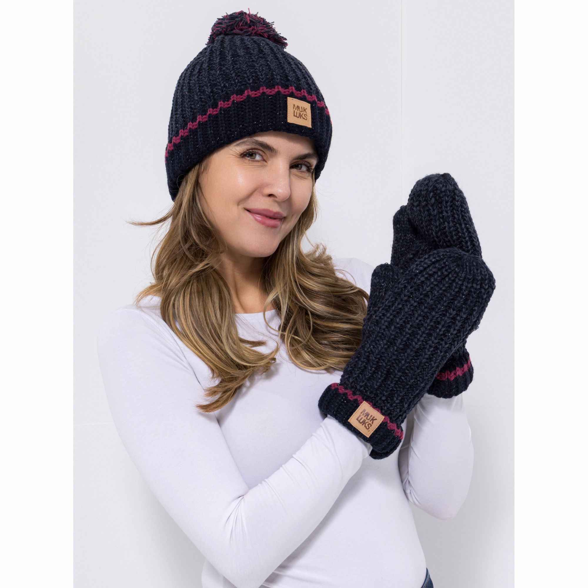 MUK LUKs Strickmütze & Handschuhe 2tlg. Set Einheitsgröße