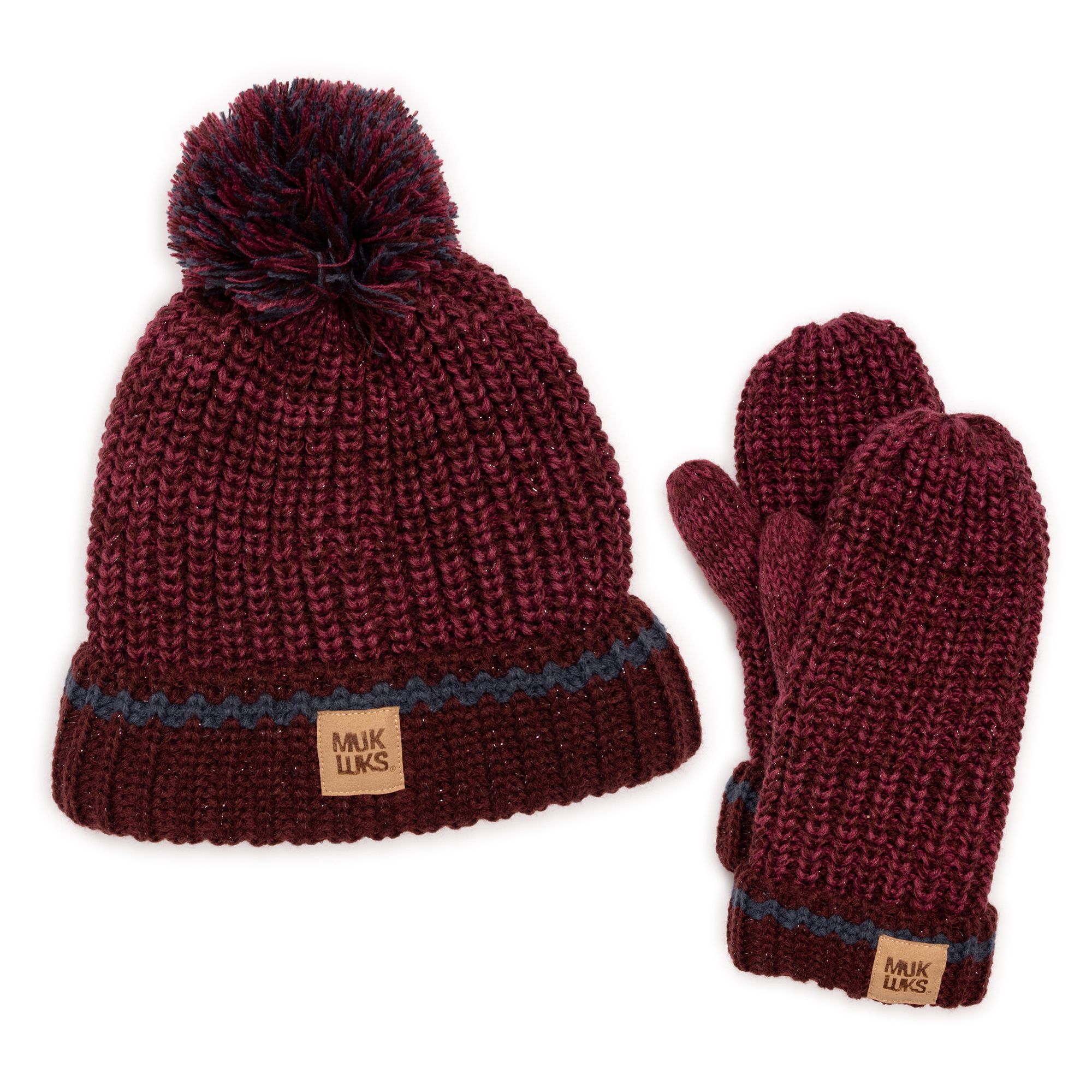 MUK LUKs Strickmütze & Handschuhe 2tlg. Set Einheitsgröße