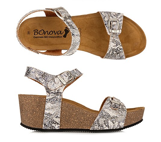 BONOVA Damen-Sandale echt Leder Fersenriemen Absatz ca. 5cm