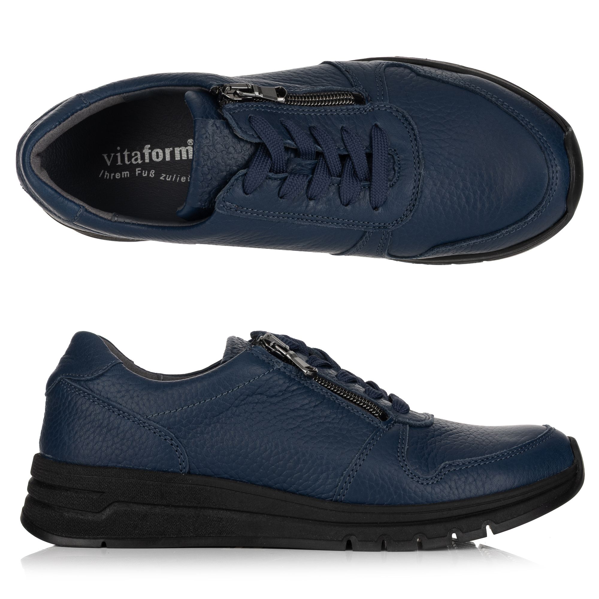 VITAFORM Damen- Sneaker Hirschleder Reißverschluss Sportsohle-Maike