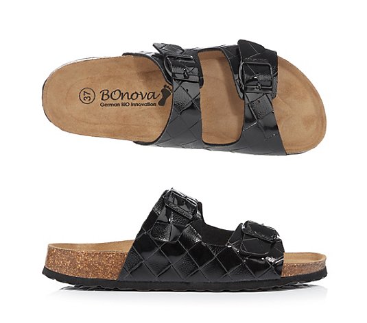 BONOVA Tieffußbett-Sandale echt Leder zwei verstellbare Schnallen