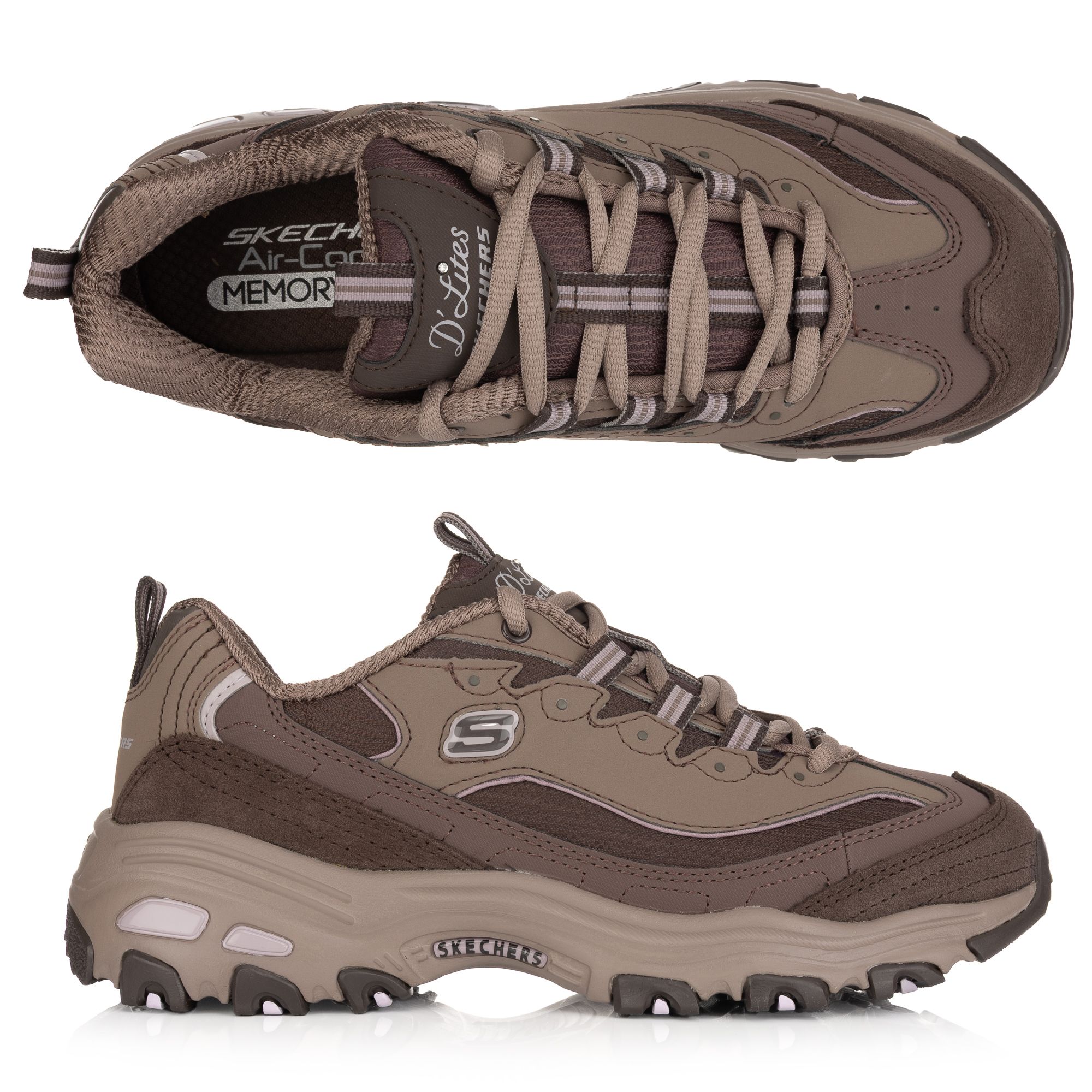 SKECHERS Damen-Sneaker D'Lites Materialmix Memory Foam