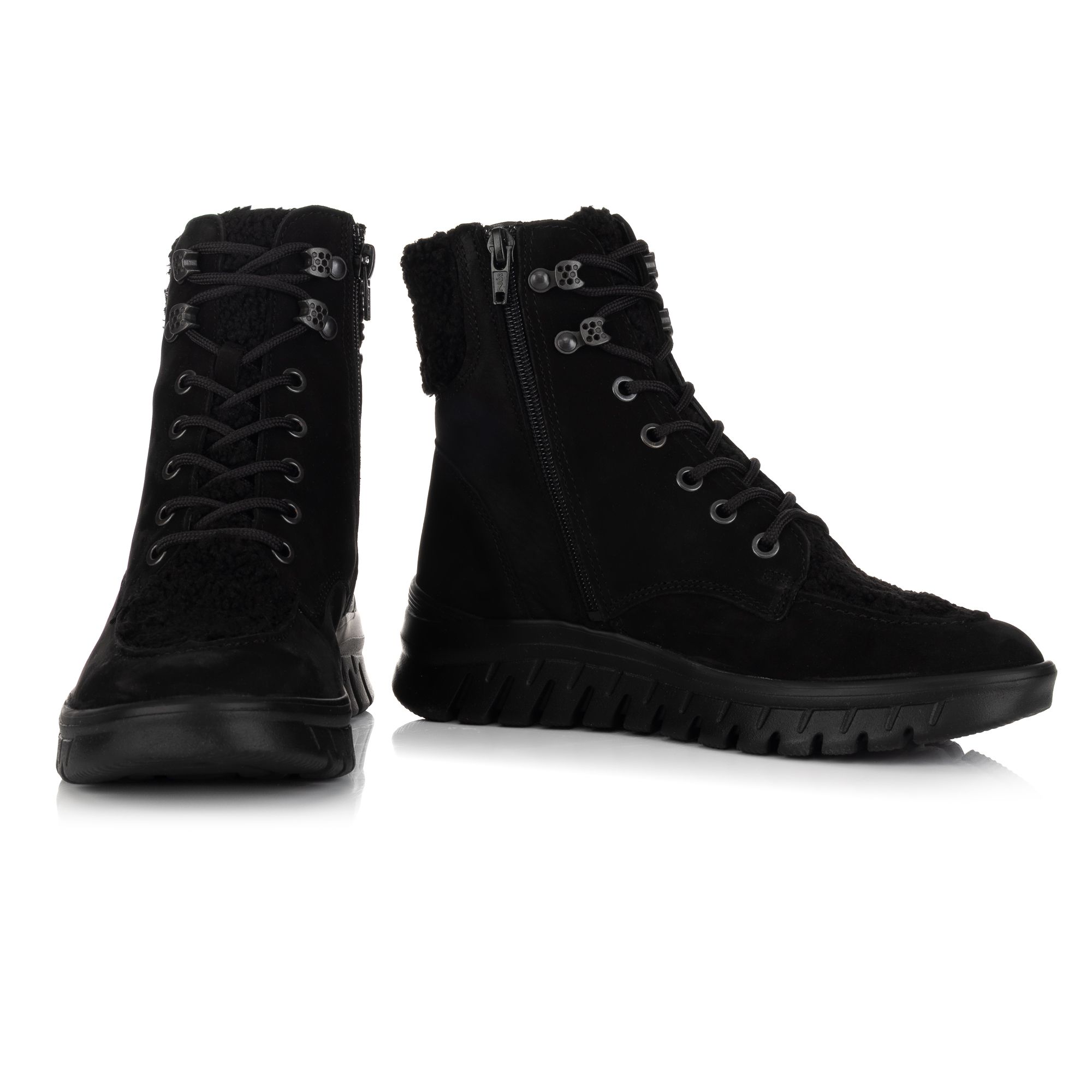 VITAFORM Damen-Stiefelette Nubukleder Teddyfelldetails Leichtsohle