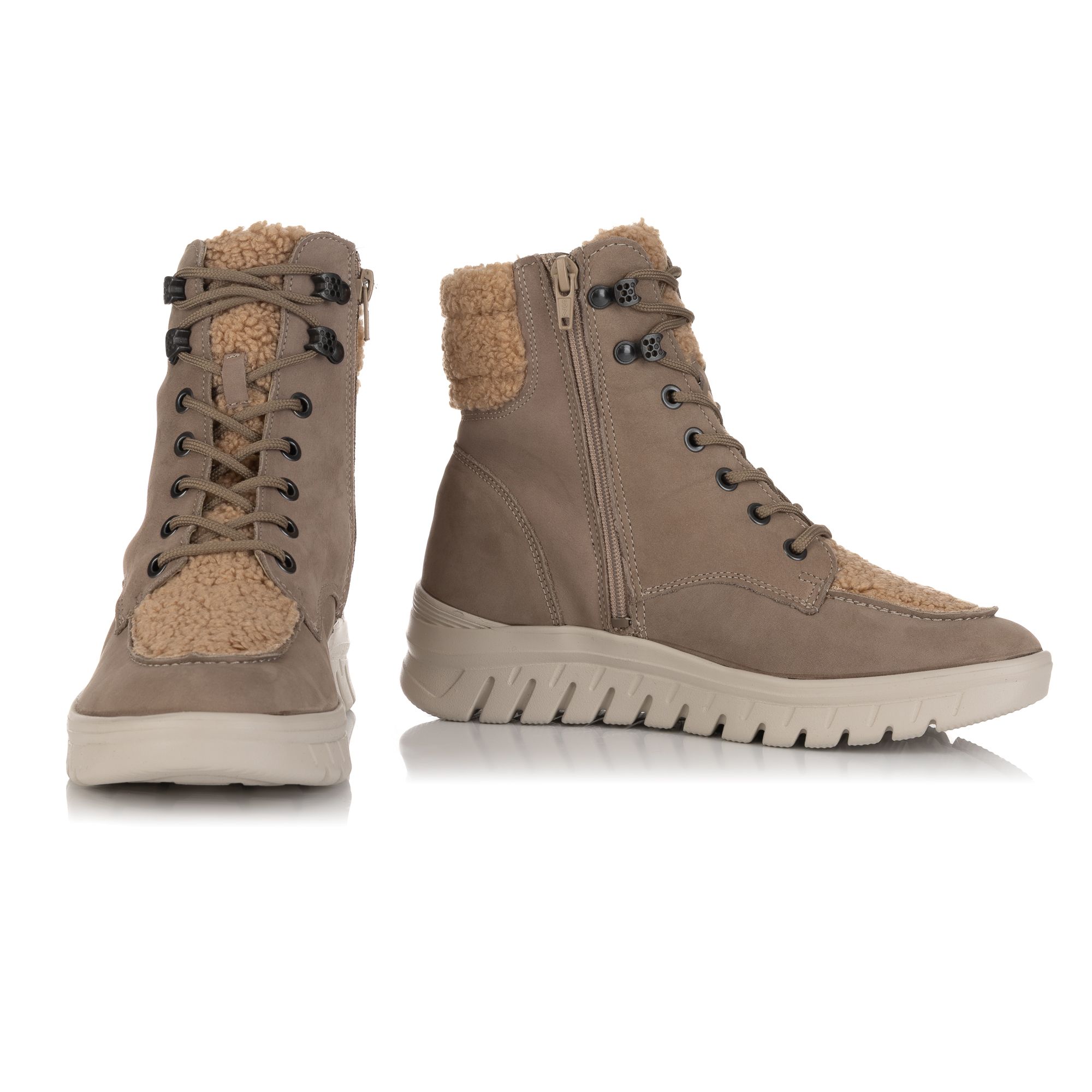 VITAFORM Damen-Stiefelette Nubukleder Teddyfelldetails Leichtsohle