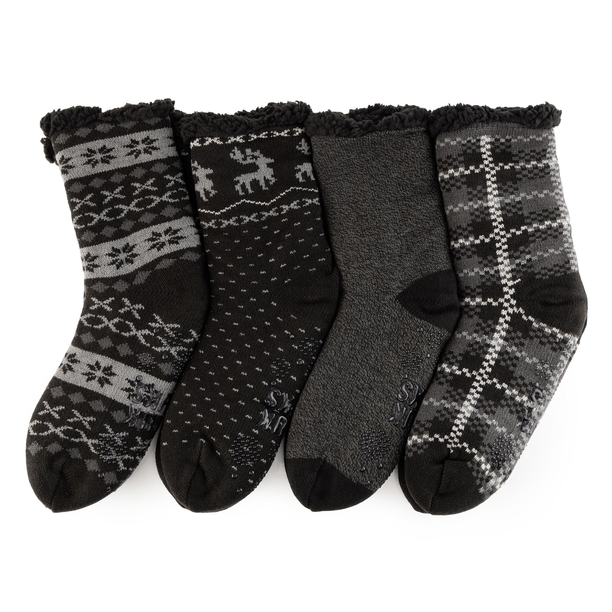MUK LUKs Herren- Stopper-Socken weich gefüttert 4er Pack