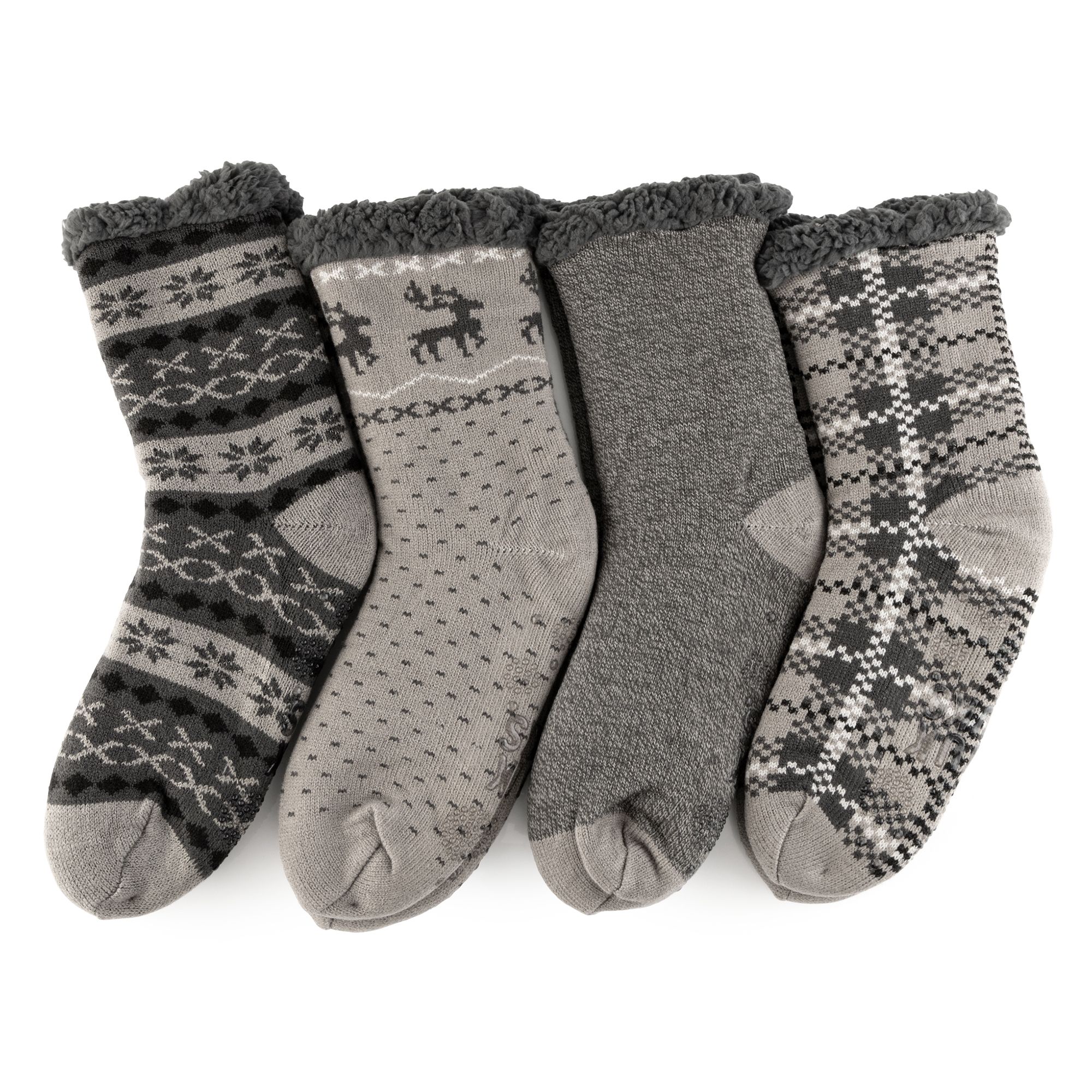 MUK LUKs Herren- Stopper-Socken weich gefüttert 4er Pack