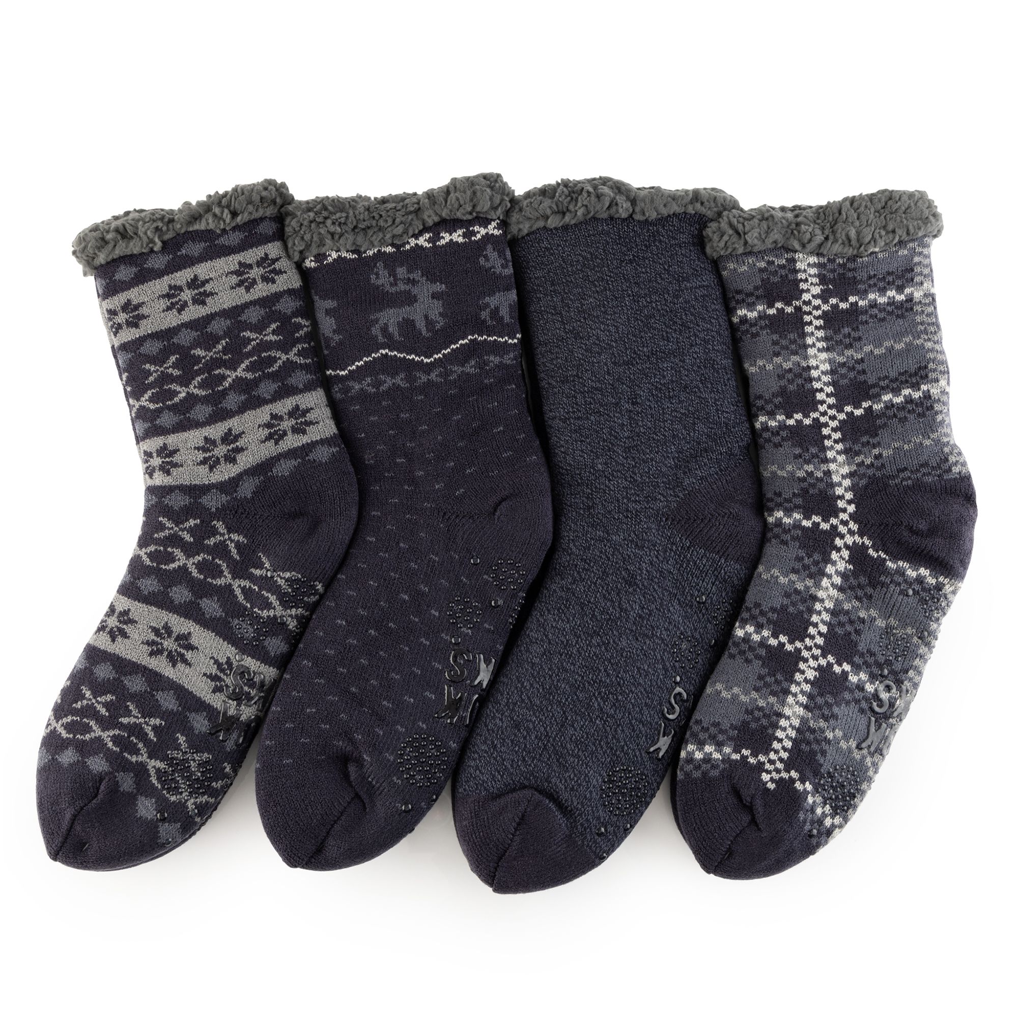 MUK LUKs Herren- Stopper-Socken weich gefüttert 4er Pack