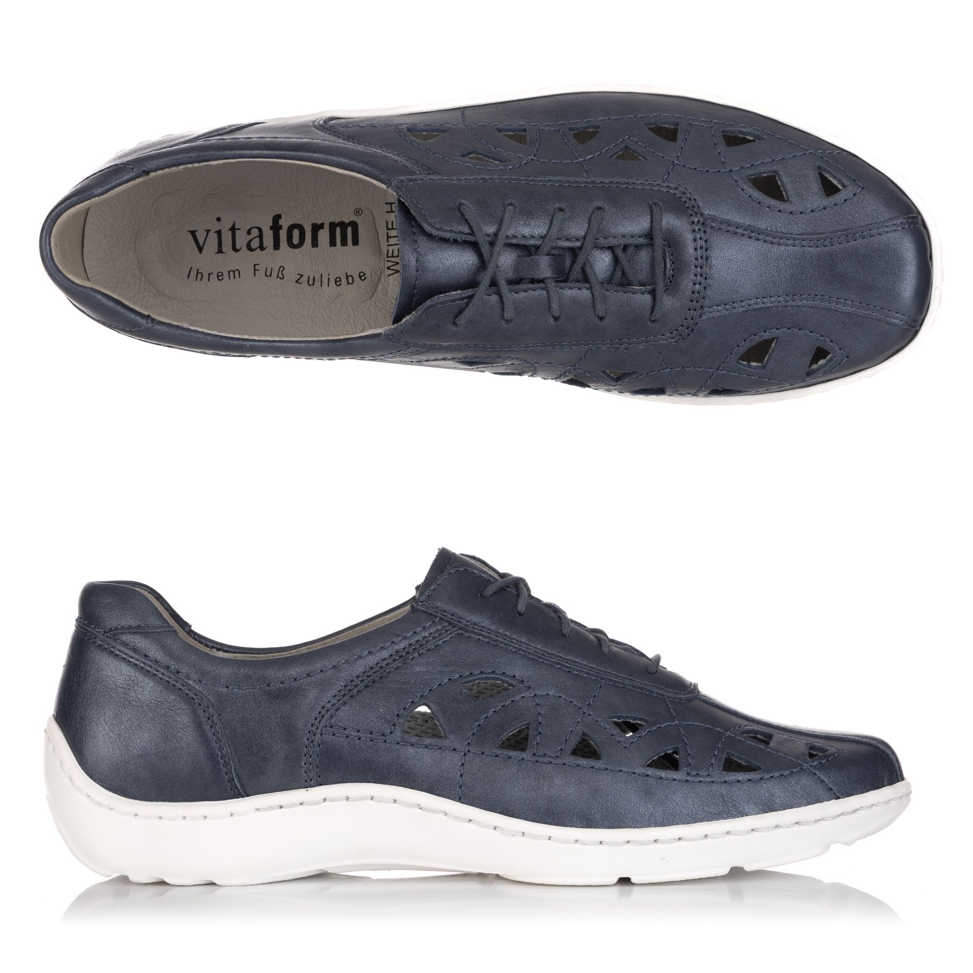 VITAFORM Damen-Halbschuh Nappa metallic Lochmuster Handnahtsohle