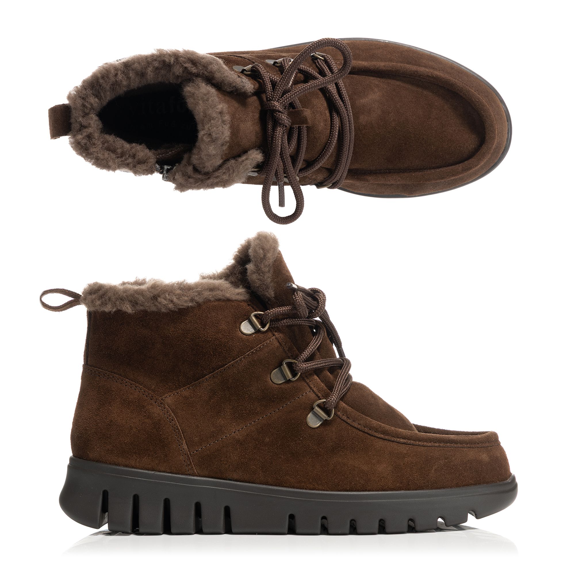 VITAFORM Damen-Stiefel Veloursleder Warmfutter Flexsohle