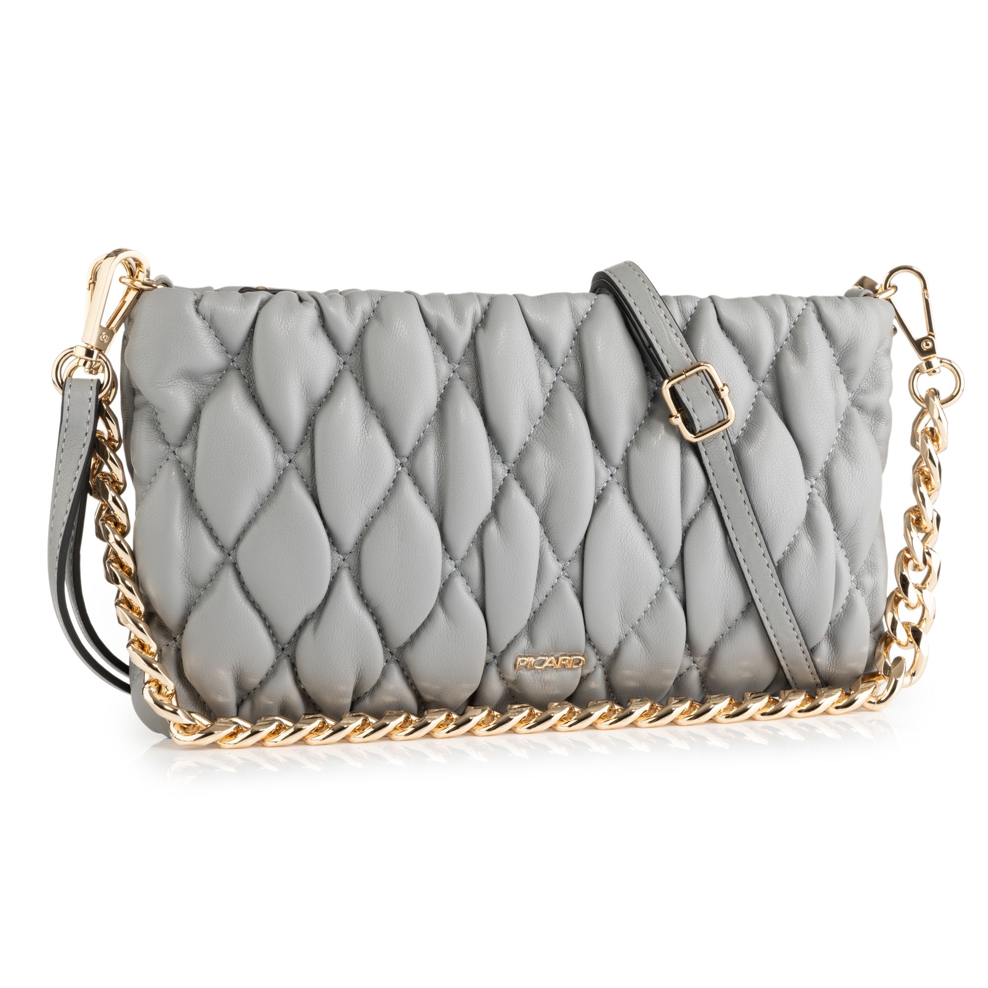 PICARD® Midi-Umhängetasche Lederimitat Rautensteppung Kettenhenkel