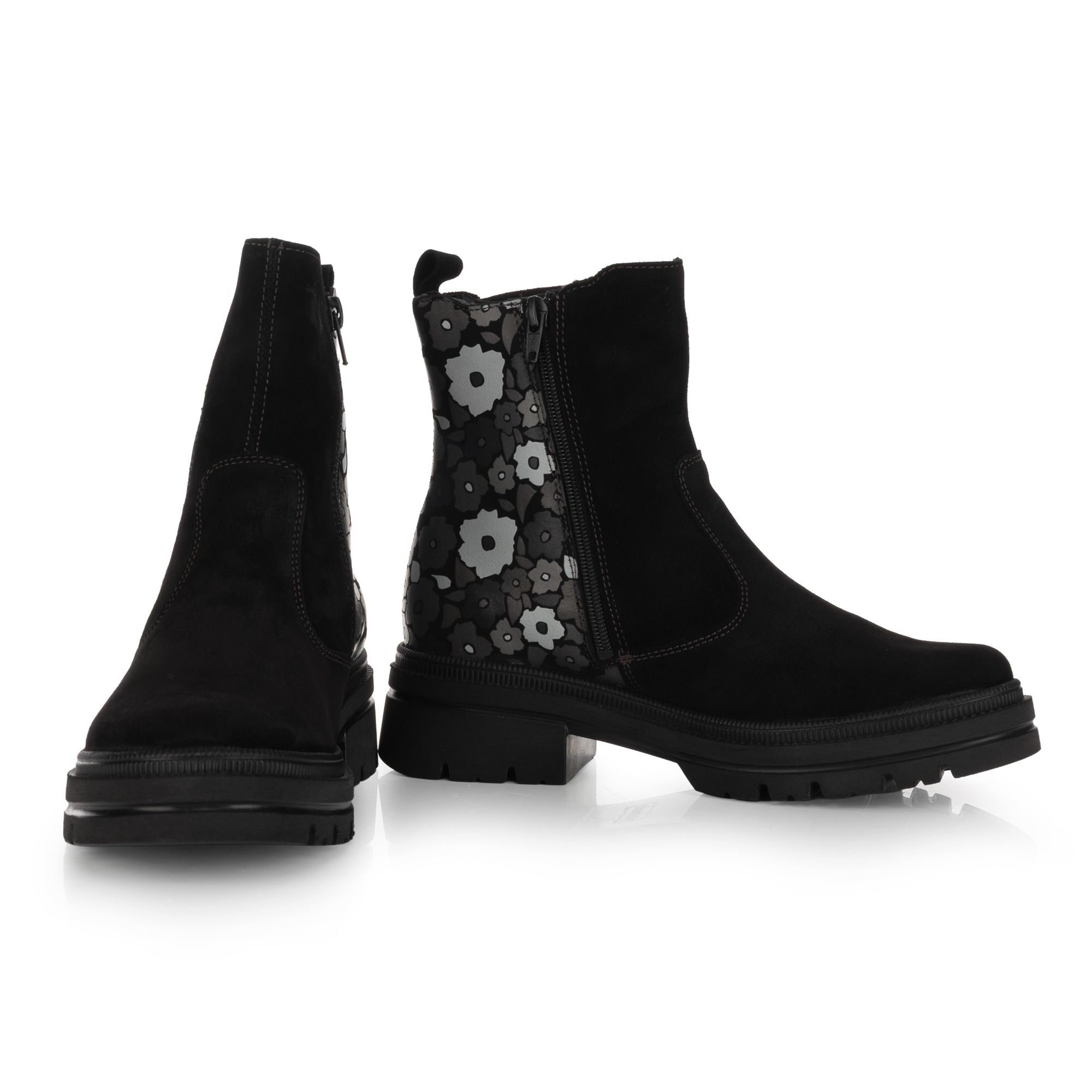 VITAFORM Damen-Stiefelette Verlours/Nappa Blumendruck Reißverschluss