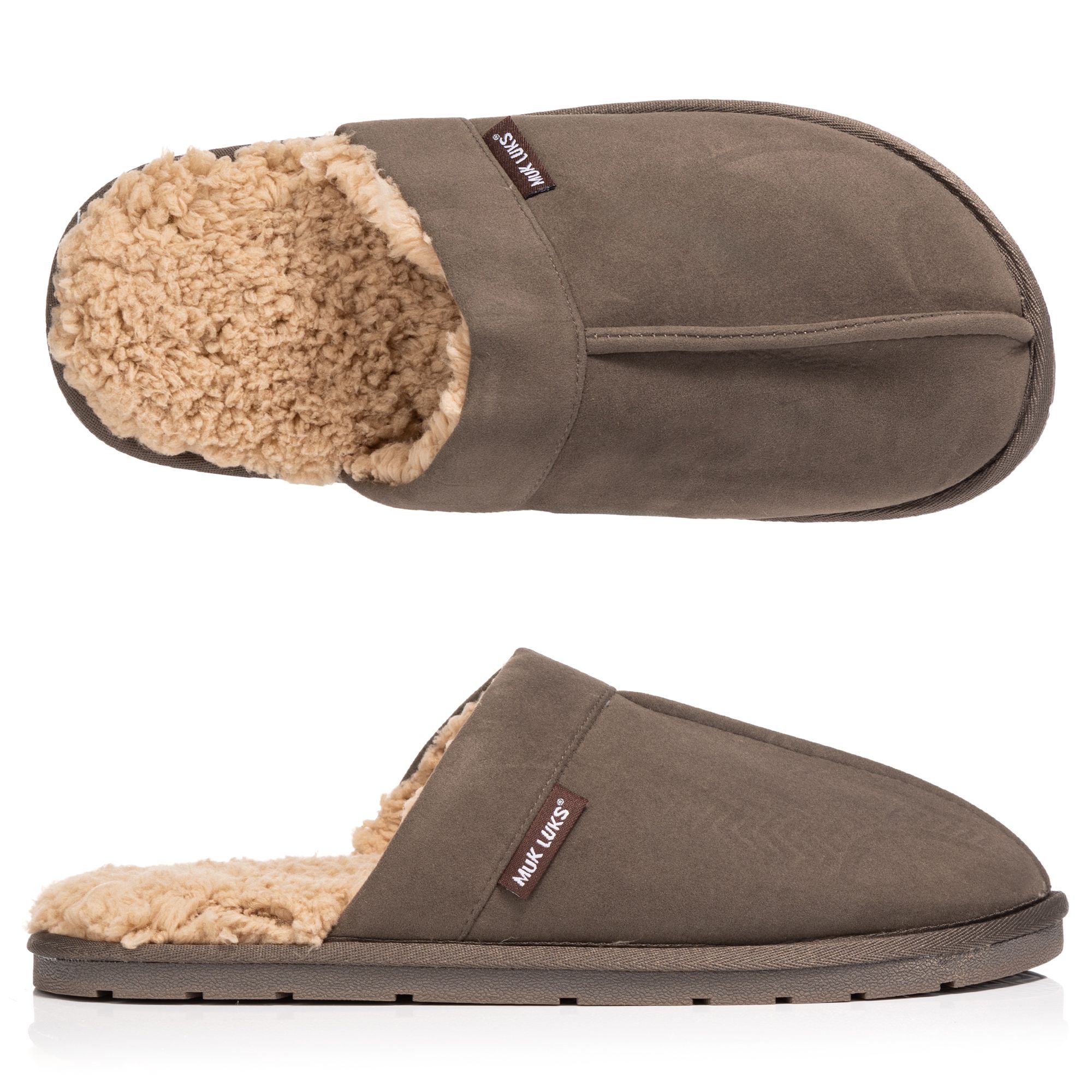 MUK LUKs Herren-Hausschuh Velourleder-Optik rutschhemmende Sohle