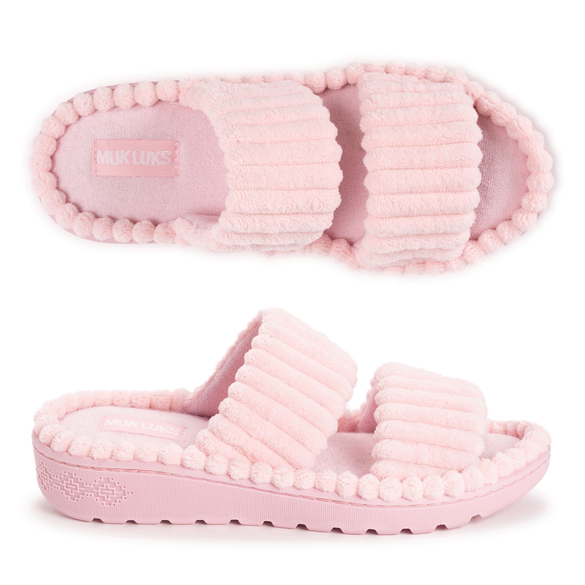 MUK LUKs Wellness-Pantolette Frottee waschbar rutschfeste Sohle