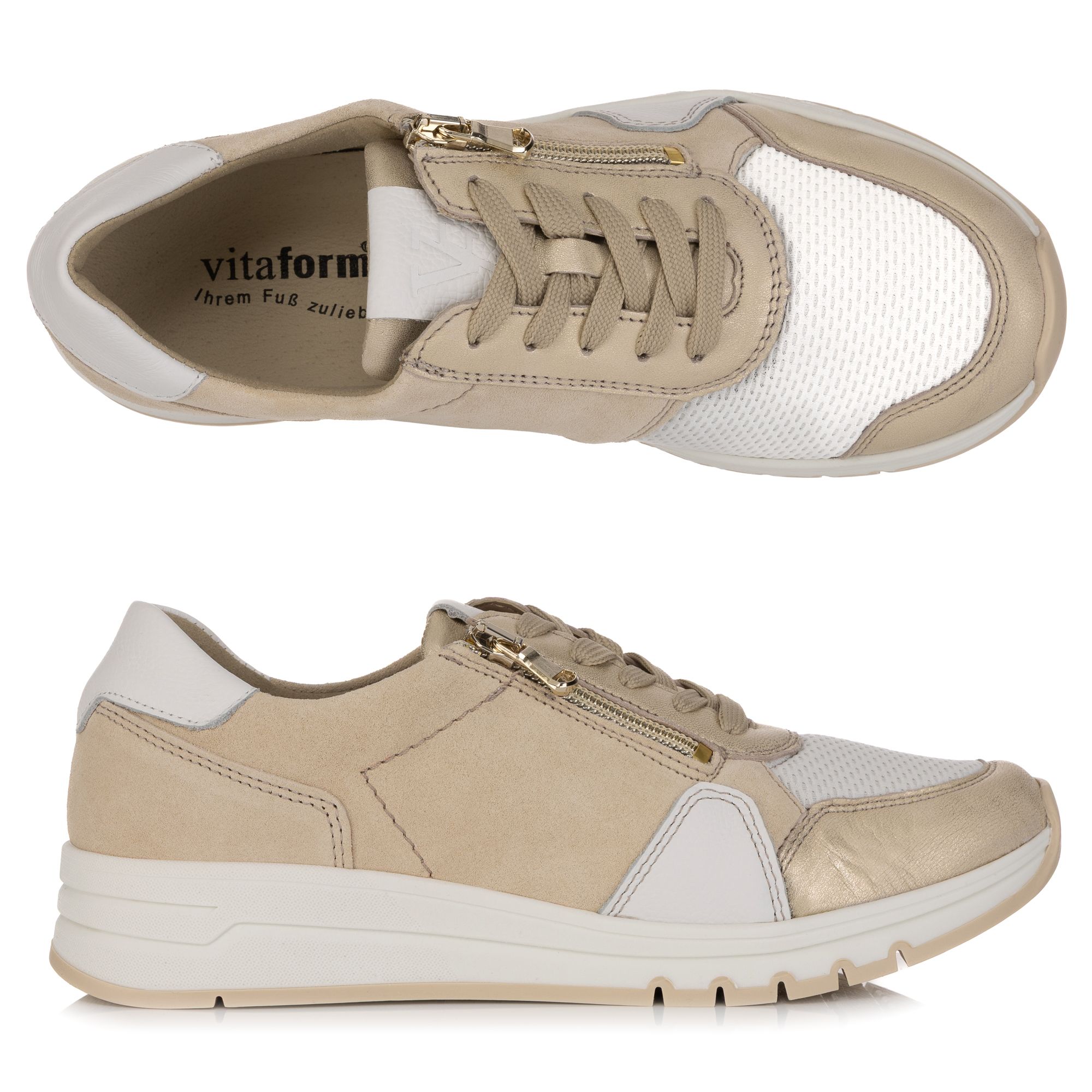 VITAFORM Damen-Sneaker Leder/Stretch Reißverschluss Sohle Maike