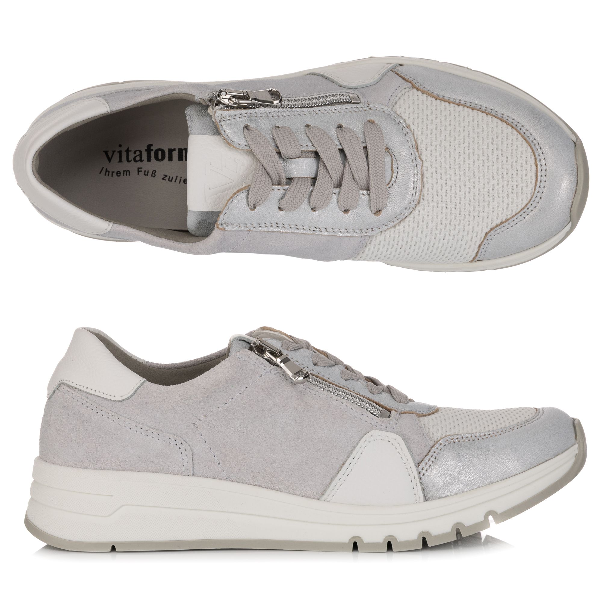 VITAFORM Damen-Sneaker Leder/Stretch Reißverschluss Sohle Maike