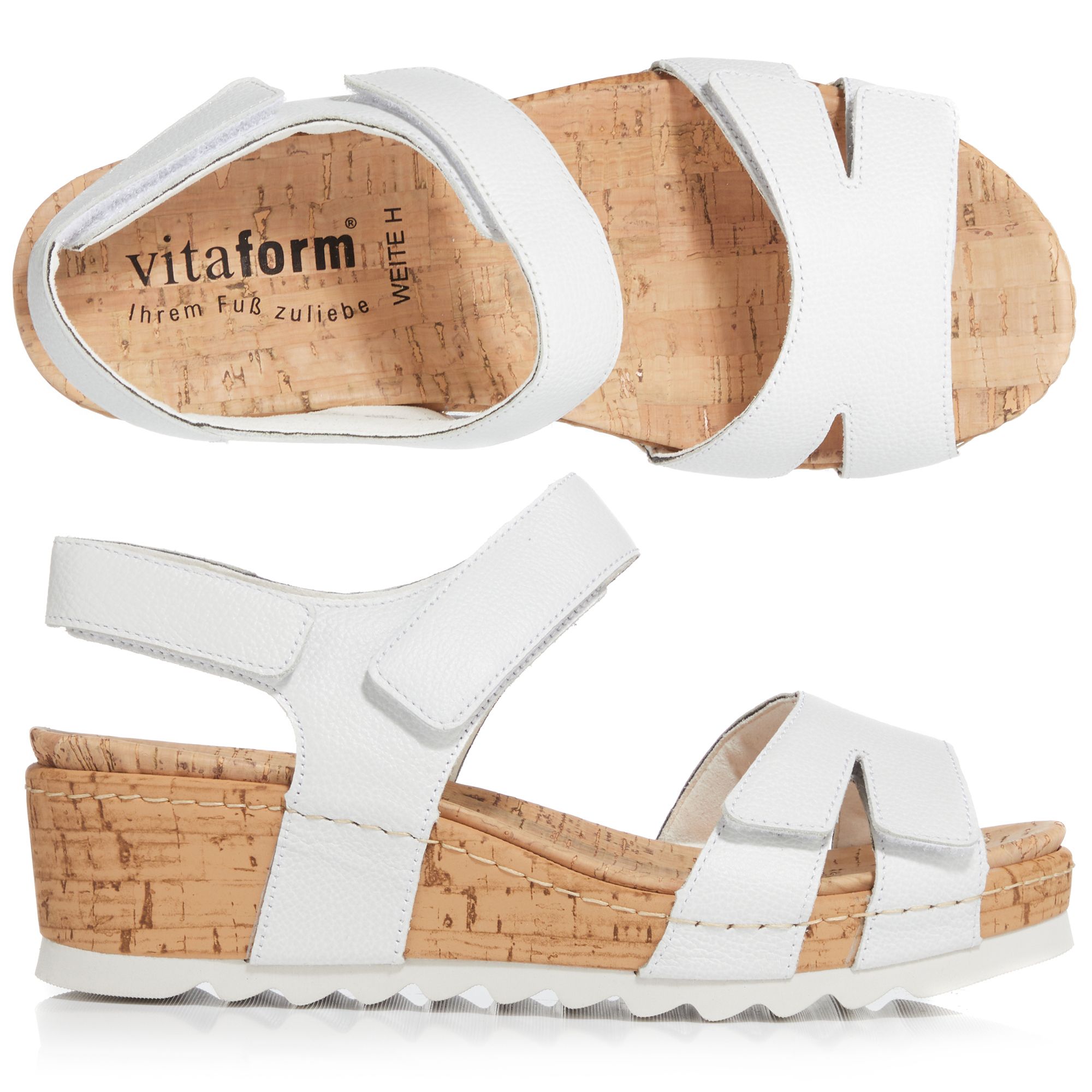 VITAFORM Damen-Sandalette Nappaleder Klettverschlüsse Keilsohle