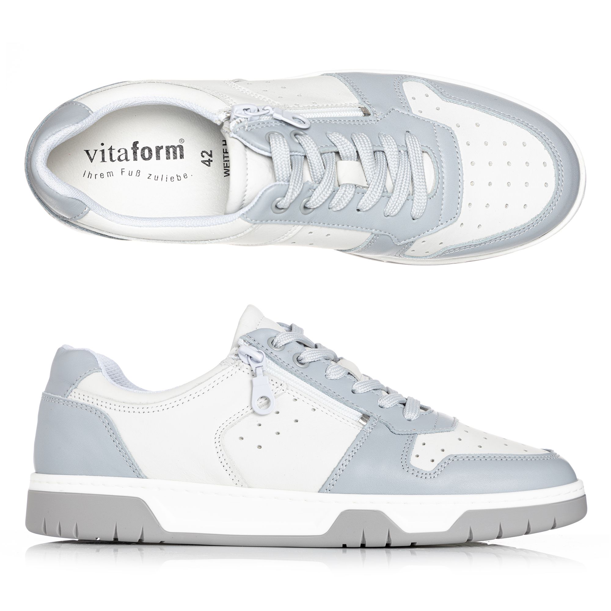 VITAFORM Herren-Sneaker Softnappaleder Reißverschluss Sohle Marla