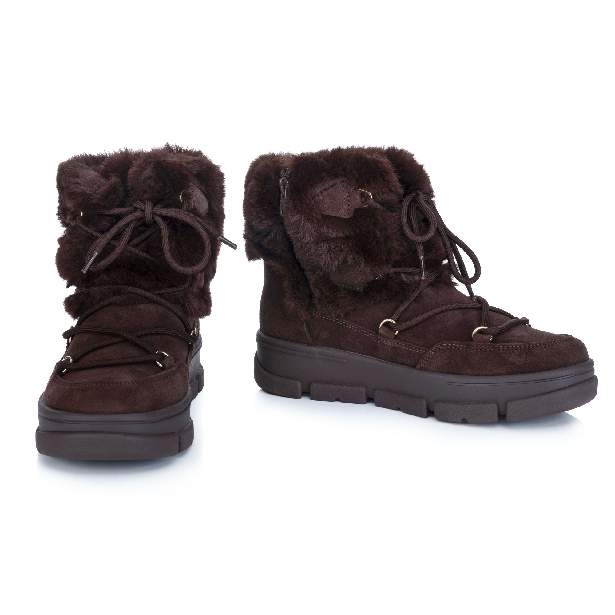 VITAFORM Damen-Stiefelette Veloursleder Fell-Optik Sohle Carlotta