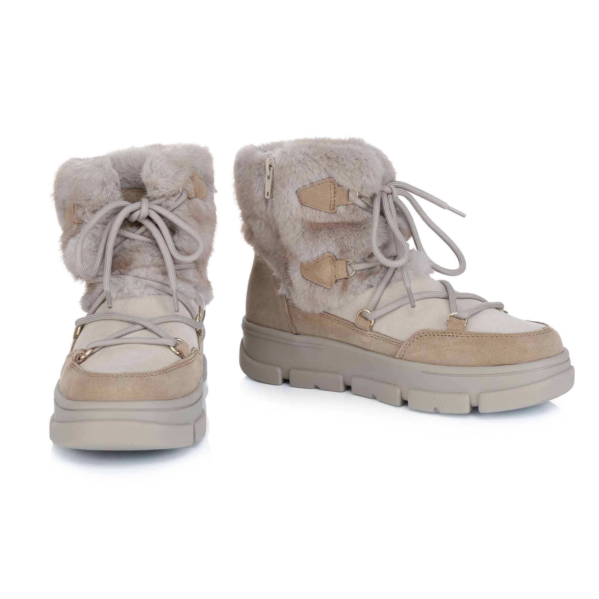 VITAFORM Damen-Stiefelette Veloursleder Fell-Optik Sohle Carlotta