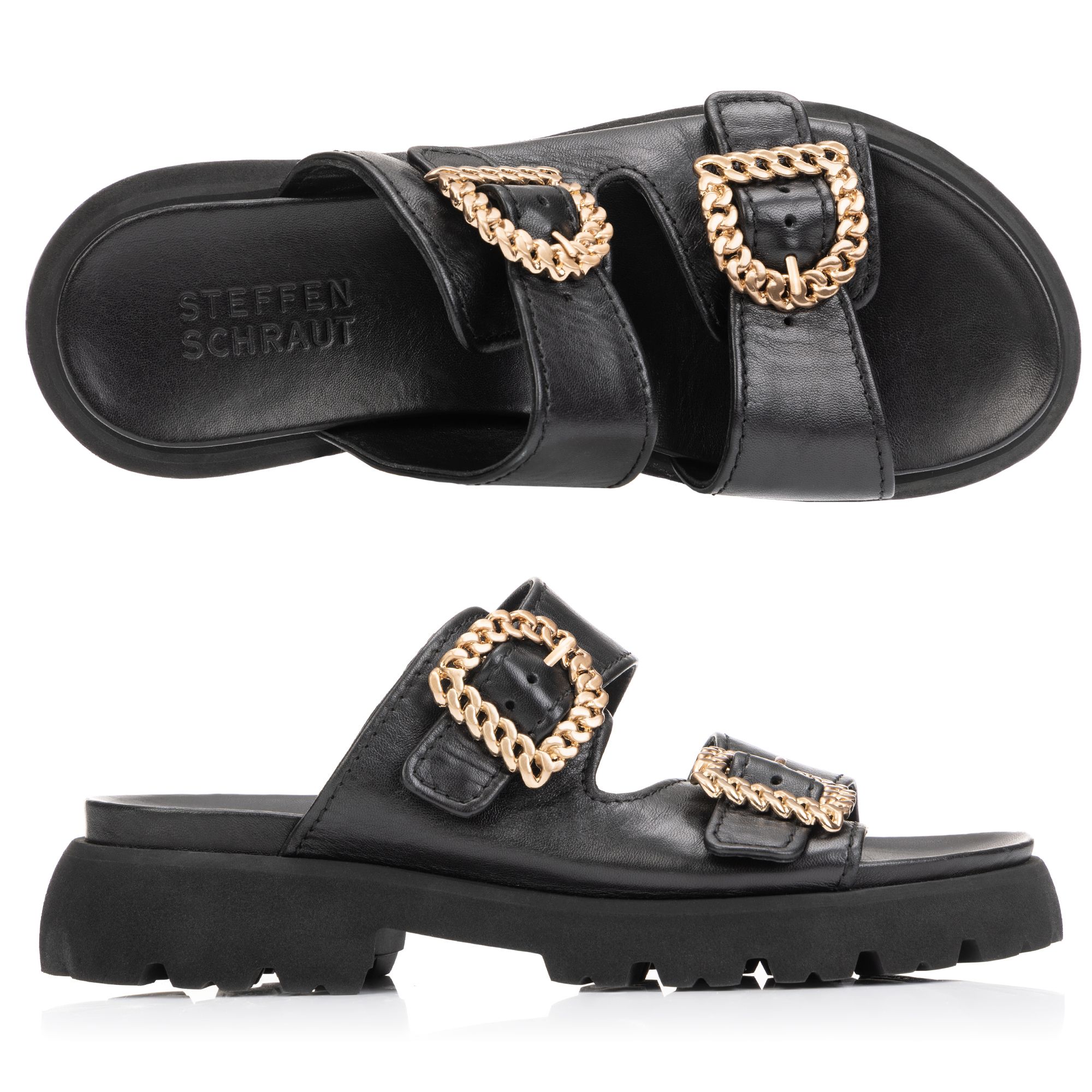 STEFFEN SCHRAUT by Kennel & Schmenger Damen-Pantolette echt Leder 2 verstellbare Riemen