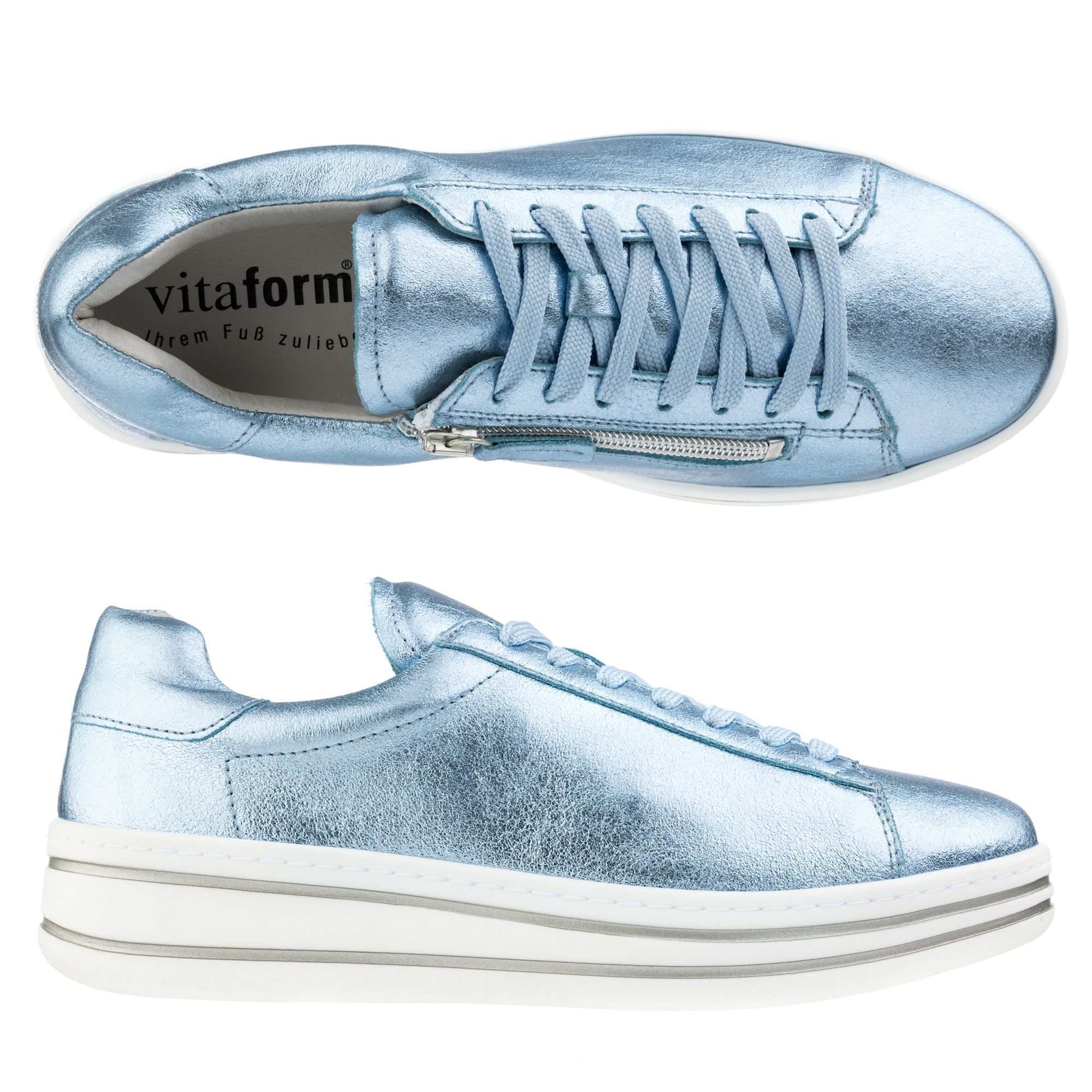 VITAFORM Damen- Sneaker echt Leder Reißverschluss Sohle Emilia