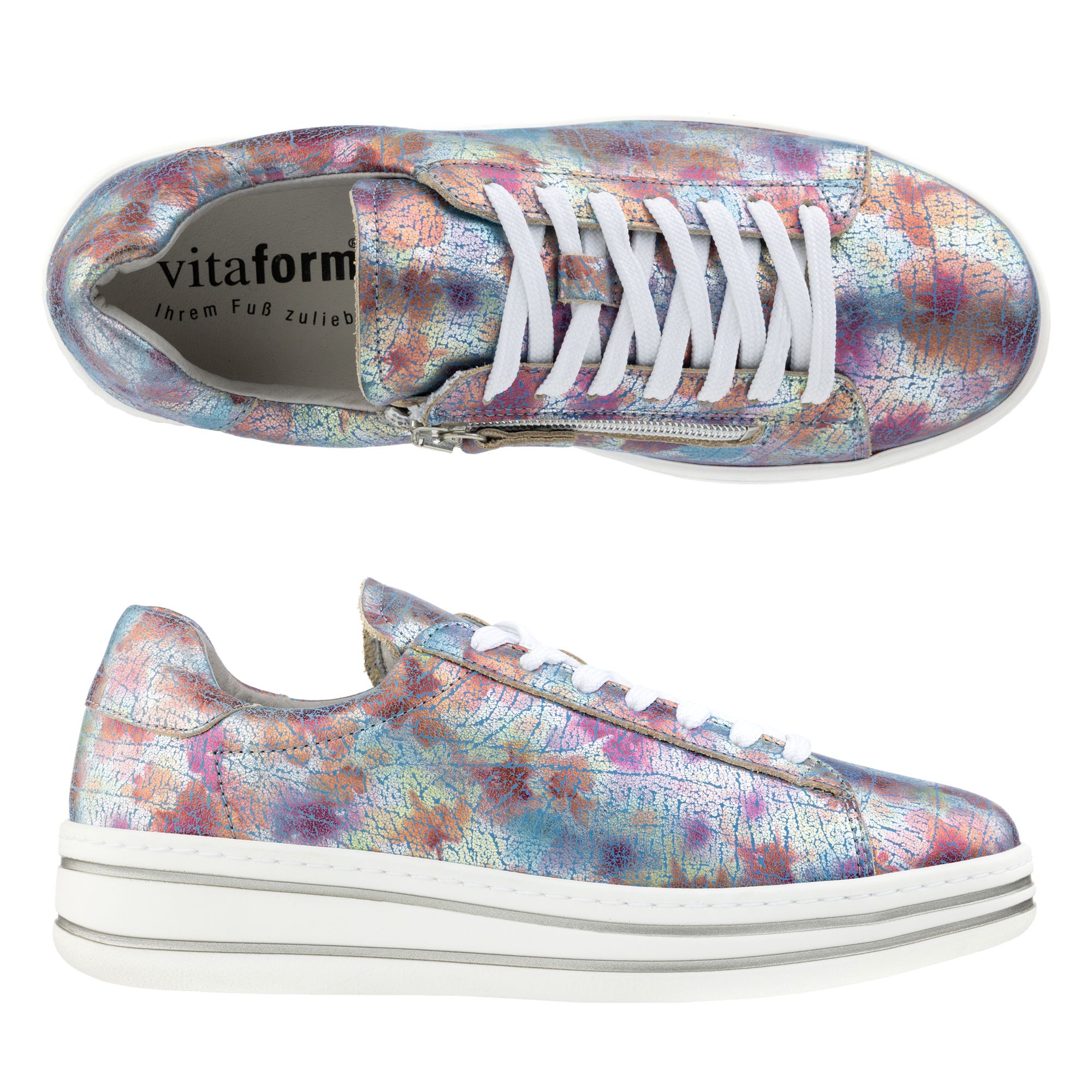 VITAFORM Damen- Sneaker echt Leder Reißverschluss Sohle Emilia