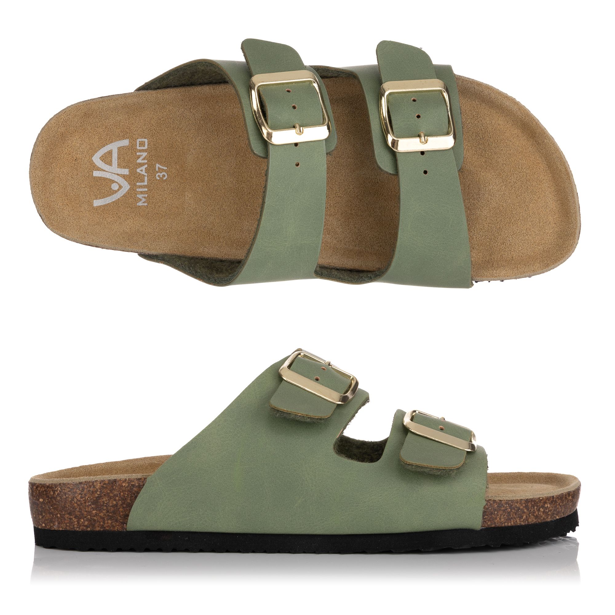 VIA MILANO Damen-Pantolette 2 verstl. Riemen Tieffußbett