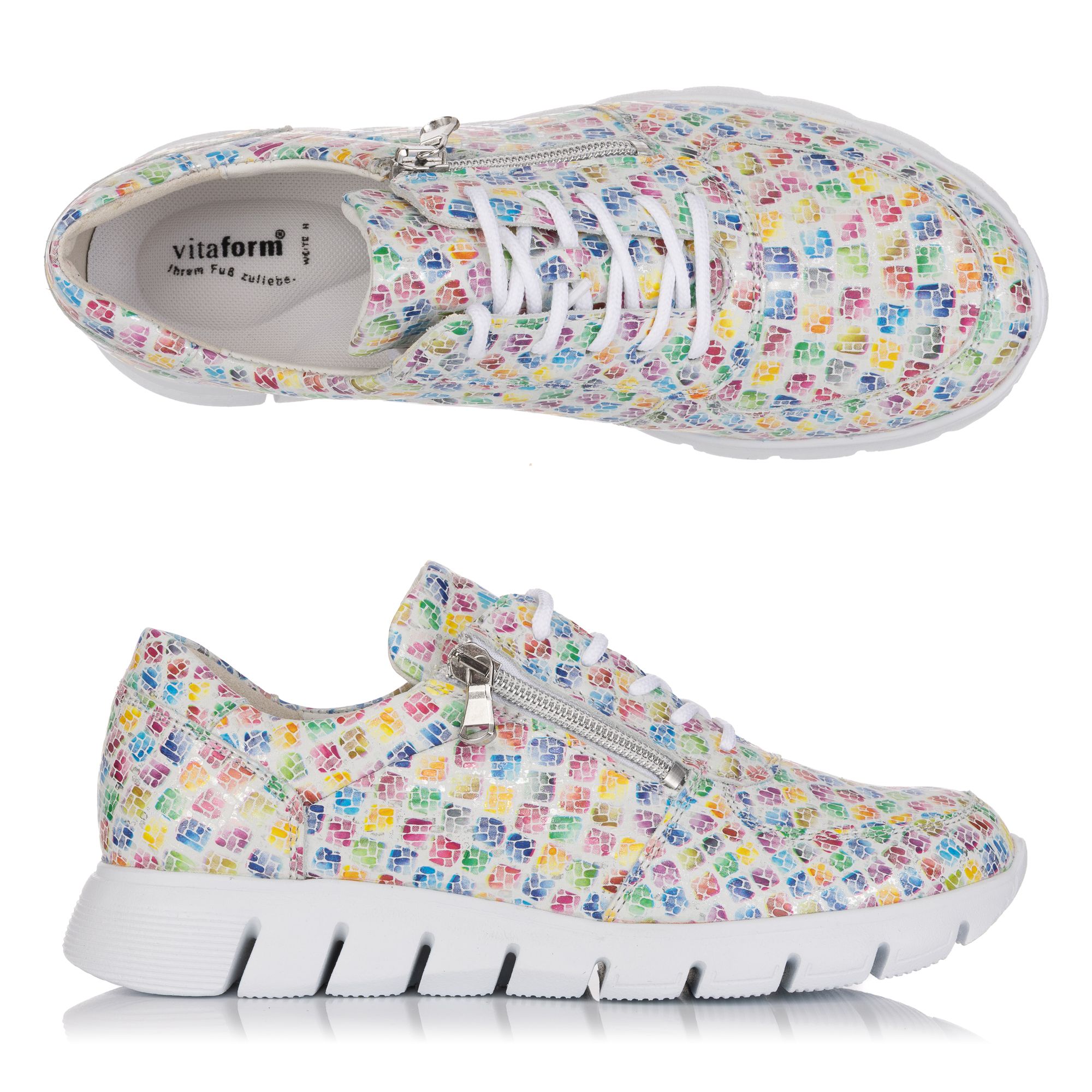 VITAFORM Damen-Sneaker echt Leder Fantasiedruck Leichtsohle
