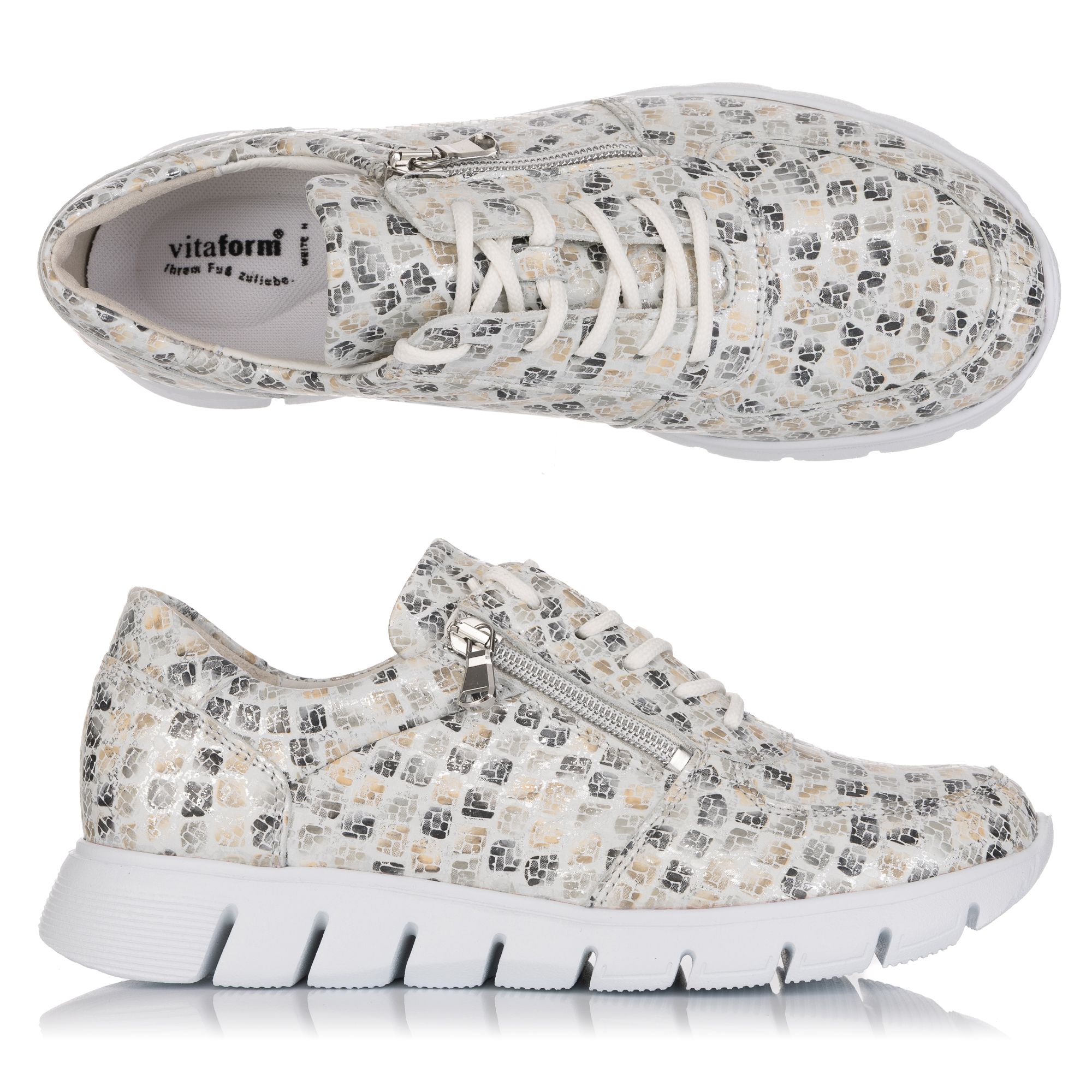 VITAFORM Damen-Sneaker echt Leder Fantasiedruck Leichtsohle