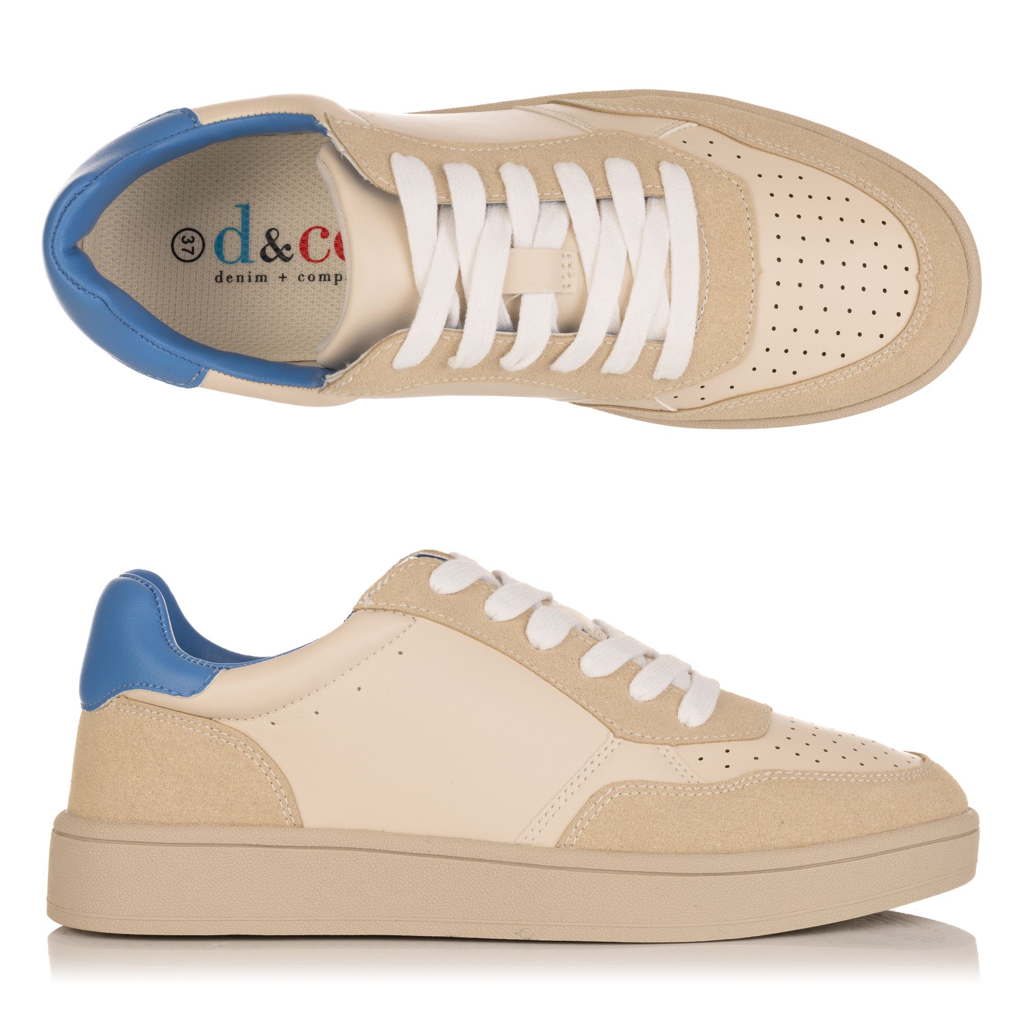 DENIM & CO. Damen-Sneaker Materialmix Schnürung Logodetails