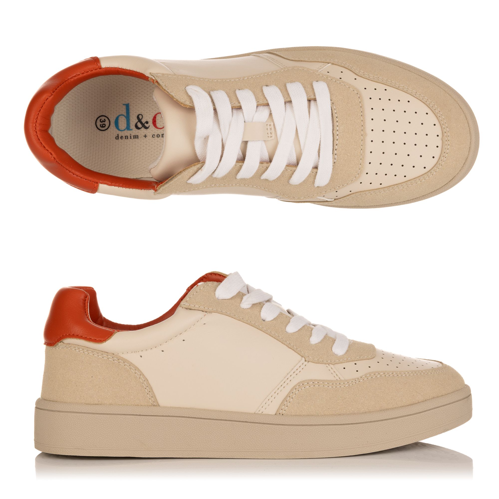 DENIM & CO. Damen-Sneaker Materialmix Schnürung Logodetails