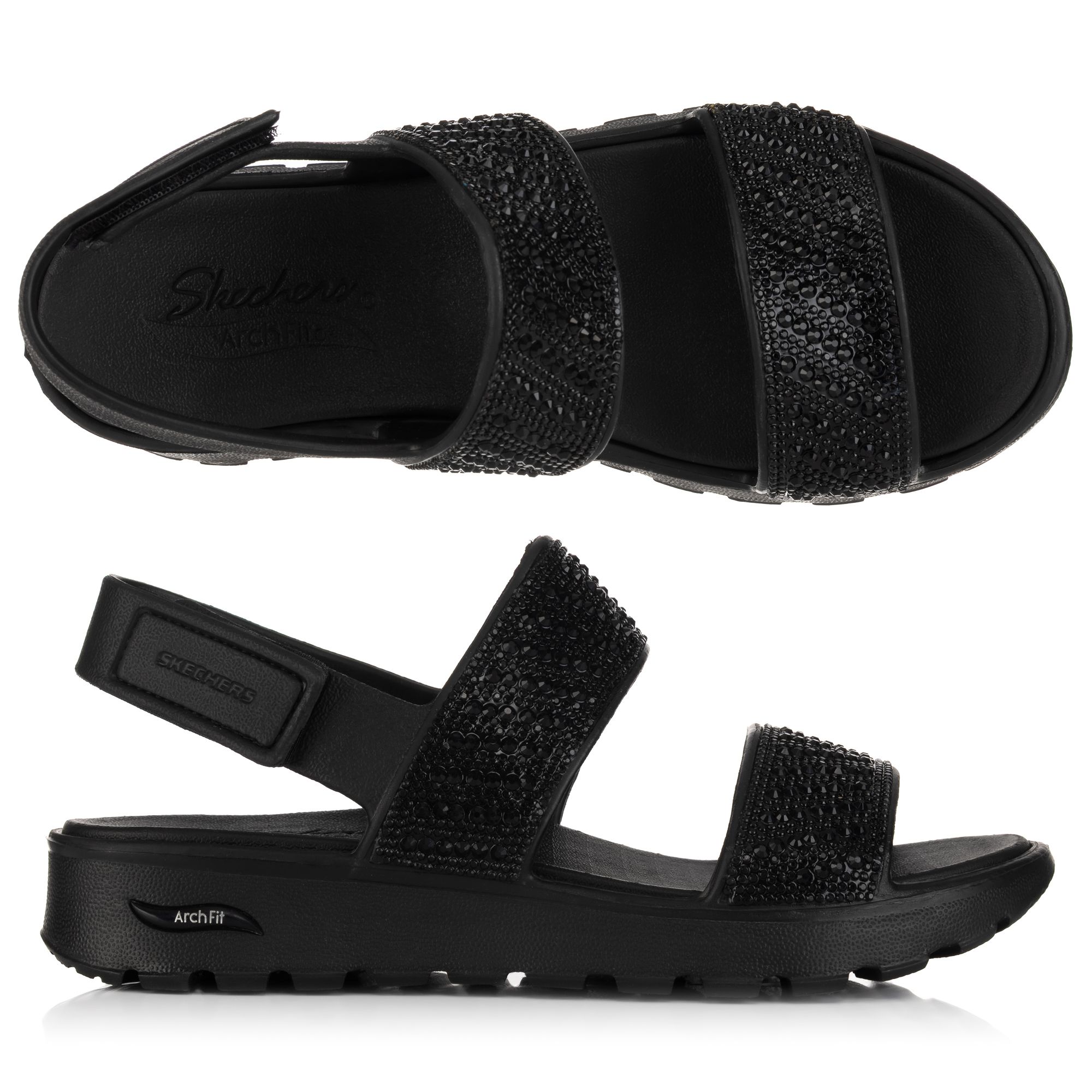 SKECHERS Damen-Sandale Arch Fit Footsteps Strassverzierung Luxe Foam Komfort