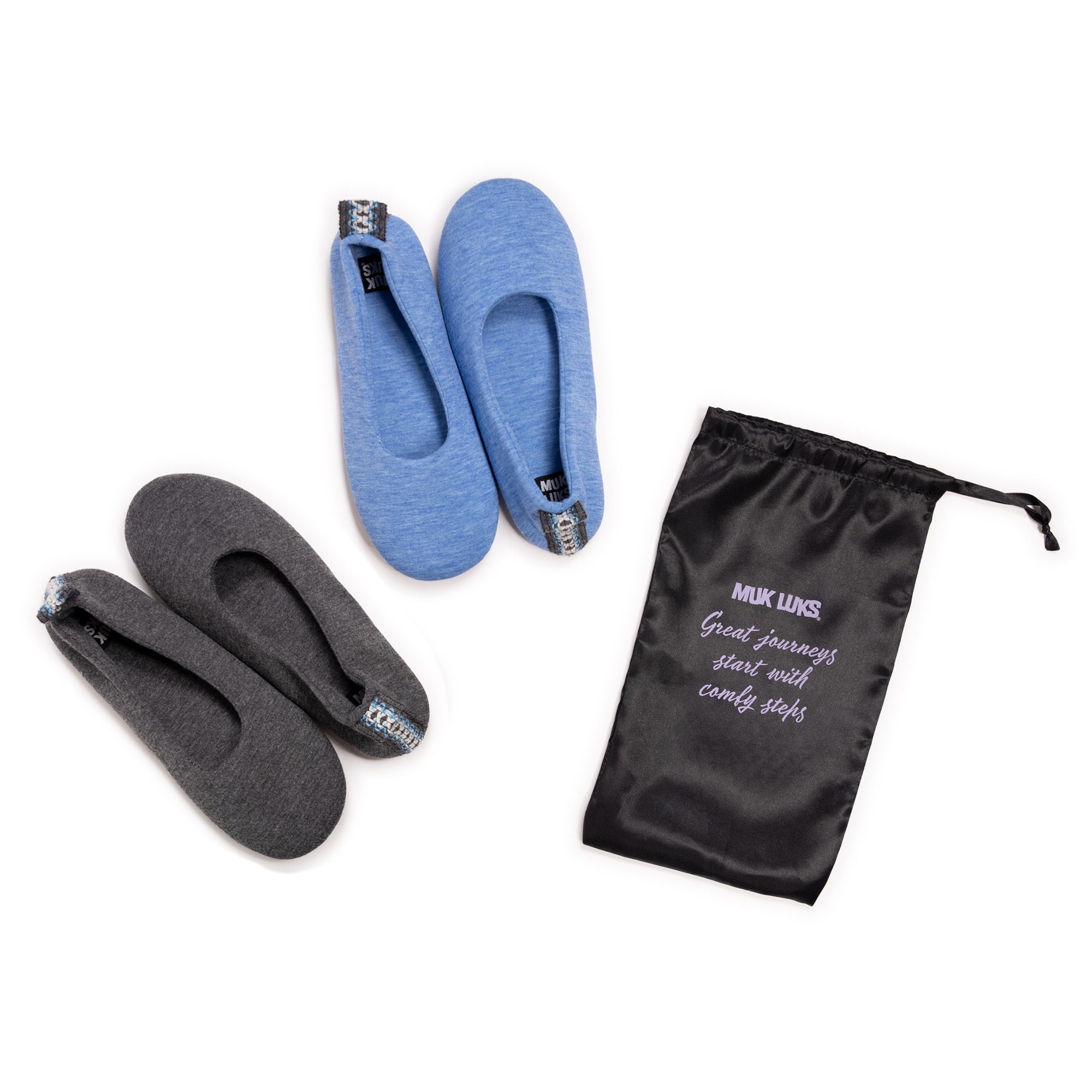 MUK LUKs Reise Ballerina flexible Sohle 2er-Set Reisebeutel