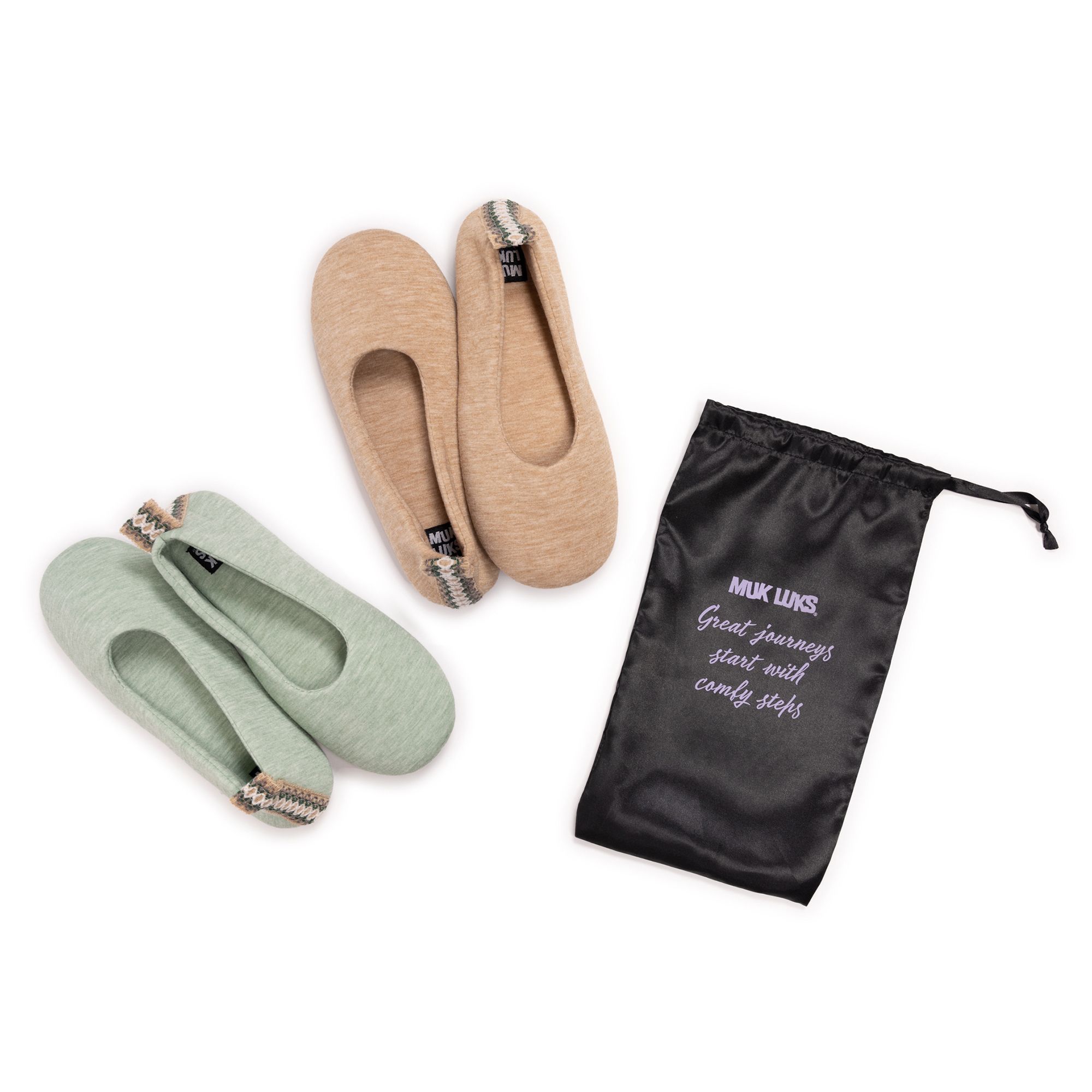 MUK LUKs Reise Ballerina flexible Sohle 2er-Set Reisebeutel