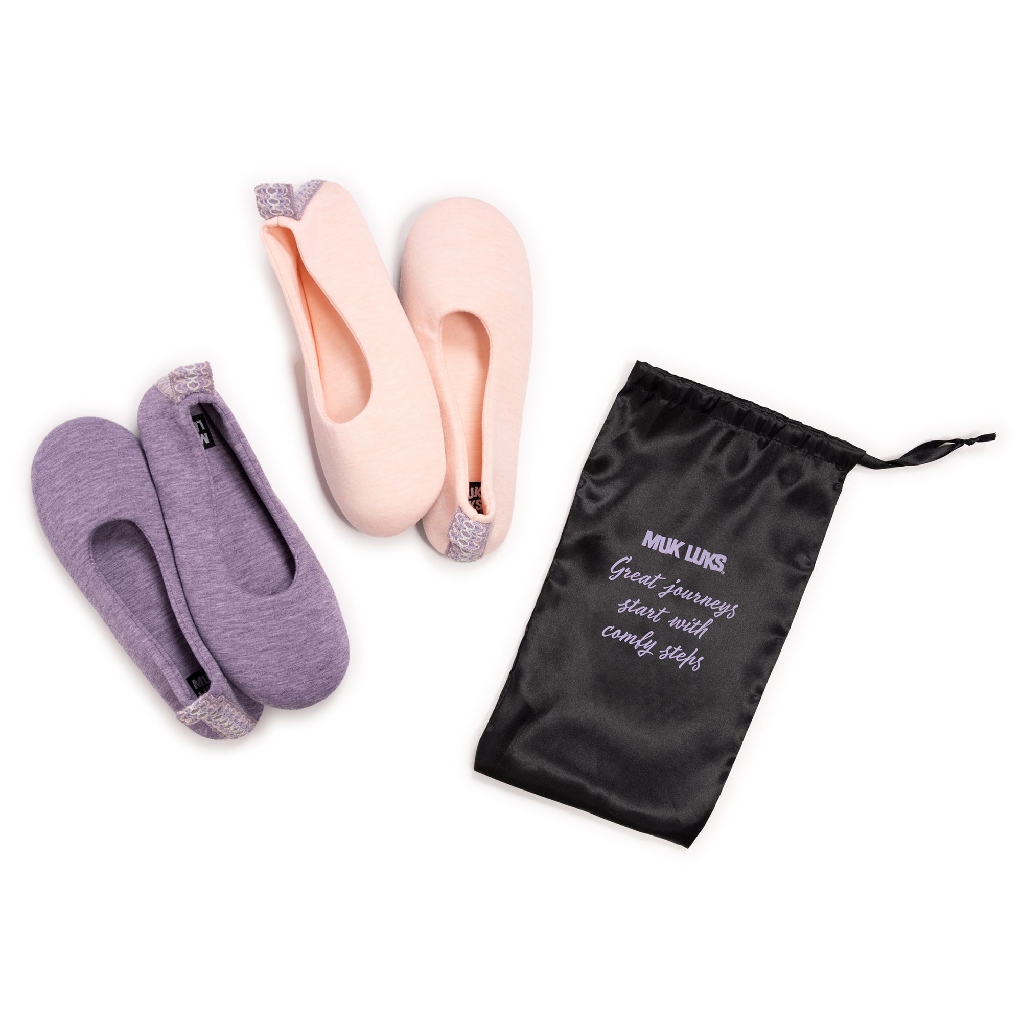MUK LUKs Reise Ballerina flexible Sohle 2er-Set Reisebeutel
