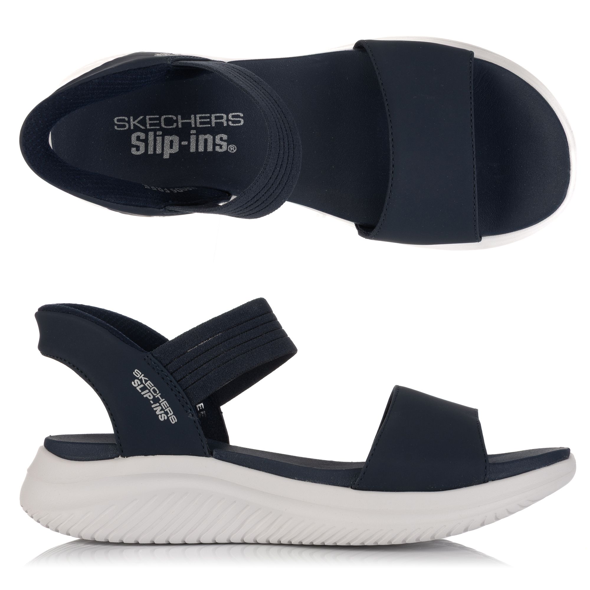 SKECHERS Damen-Sandale Ultra Flex 3.0 Materialmix Hands Free Slip-ins®