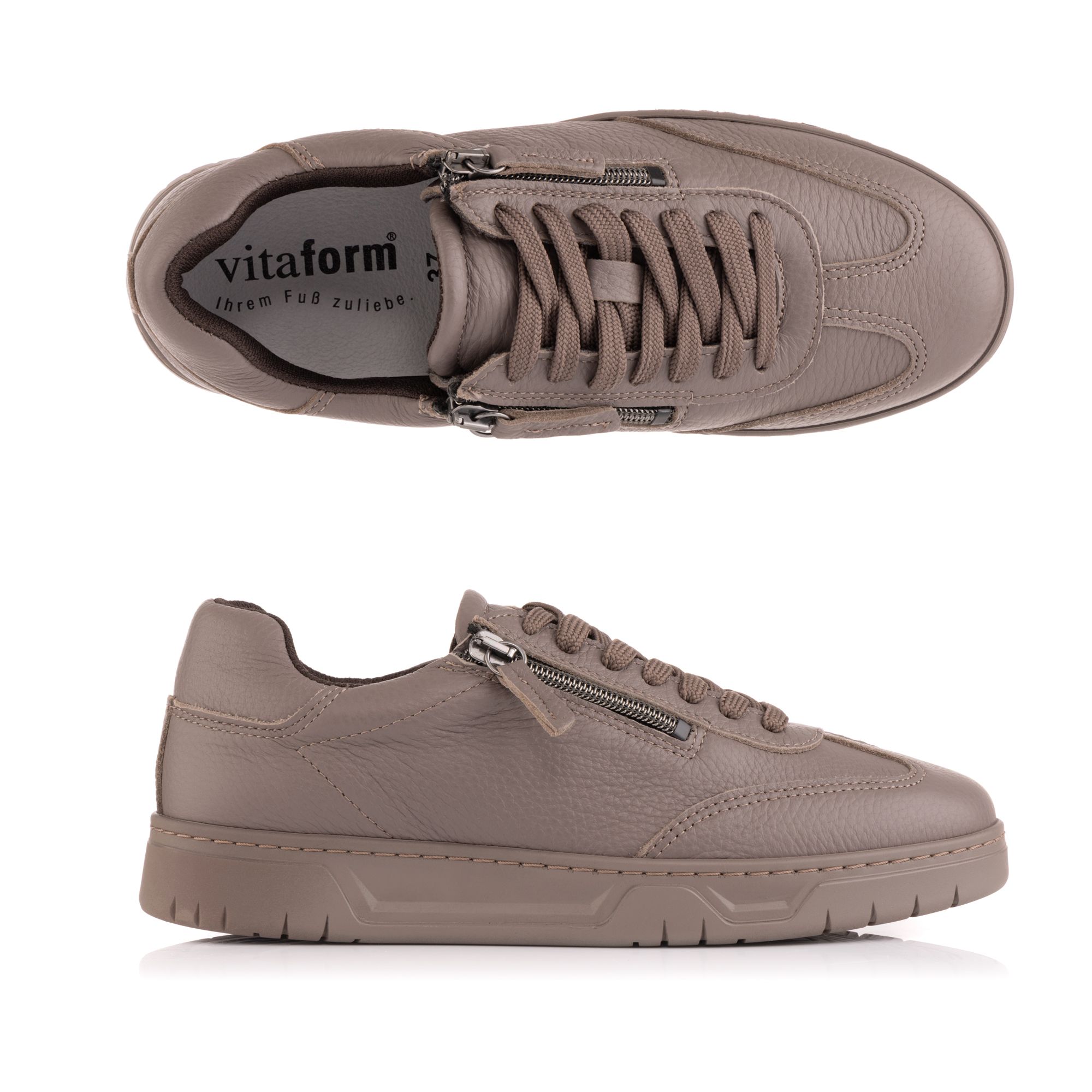 VITAFORM Damen-Sneaker Hirschleder 2 Reißverschlüsse Sohle Marla
