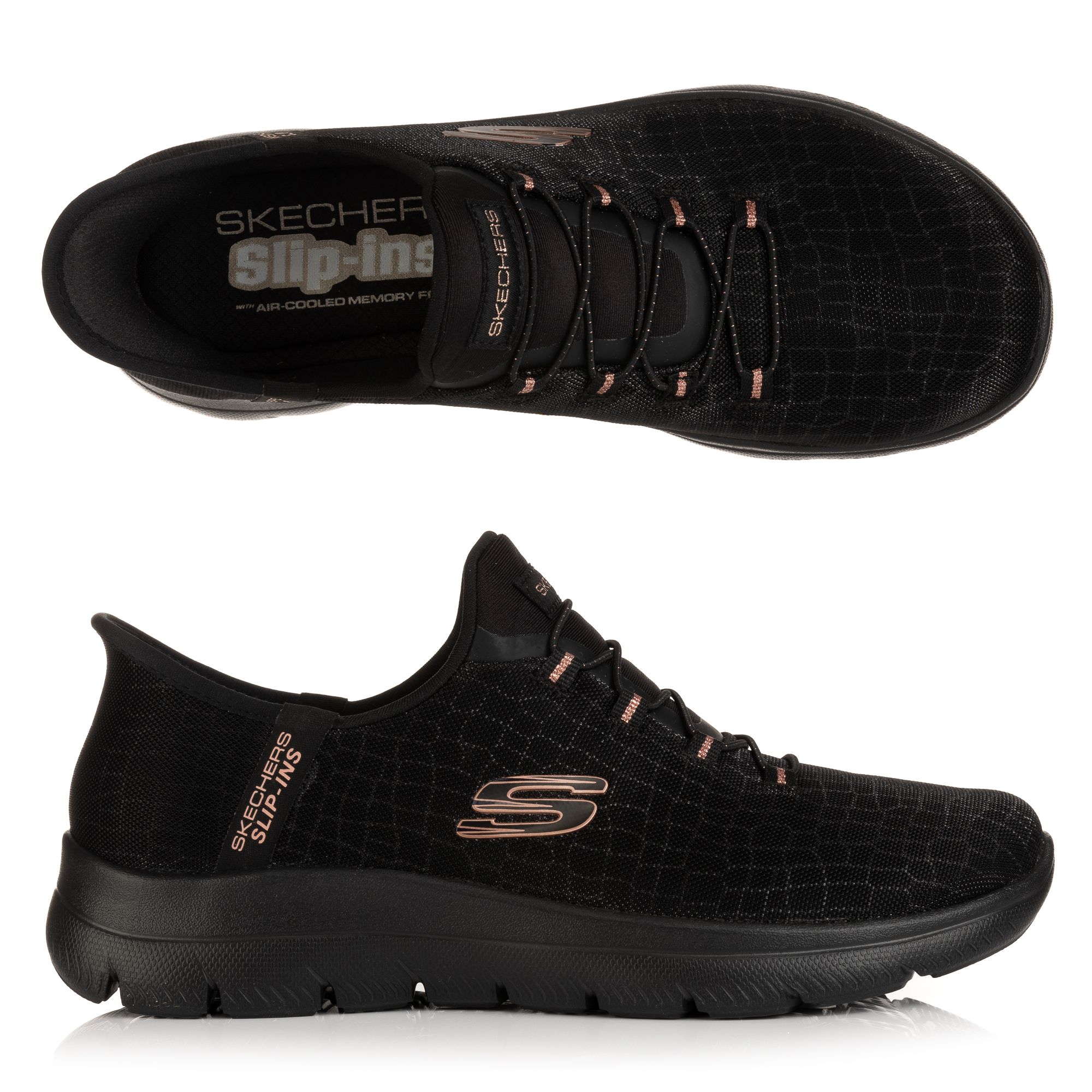 SKECHERS Damen-Slipper Summits Classy Night glitzerndes Mesh Hands Free Slip-Ins®