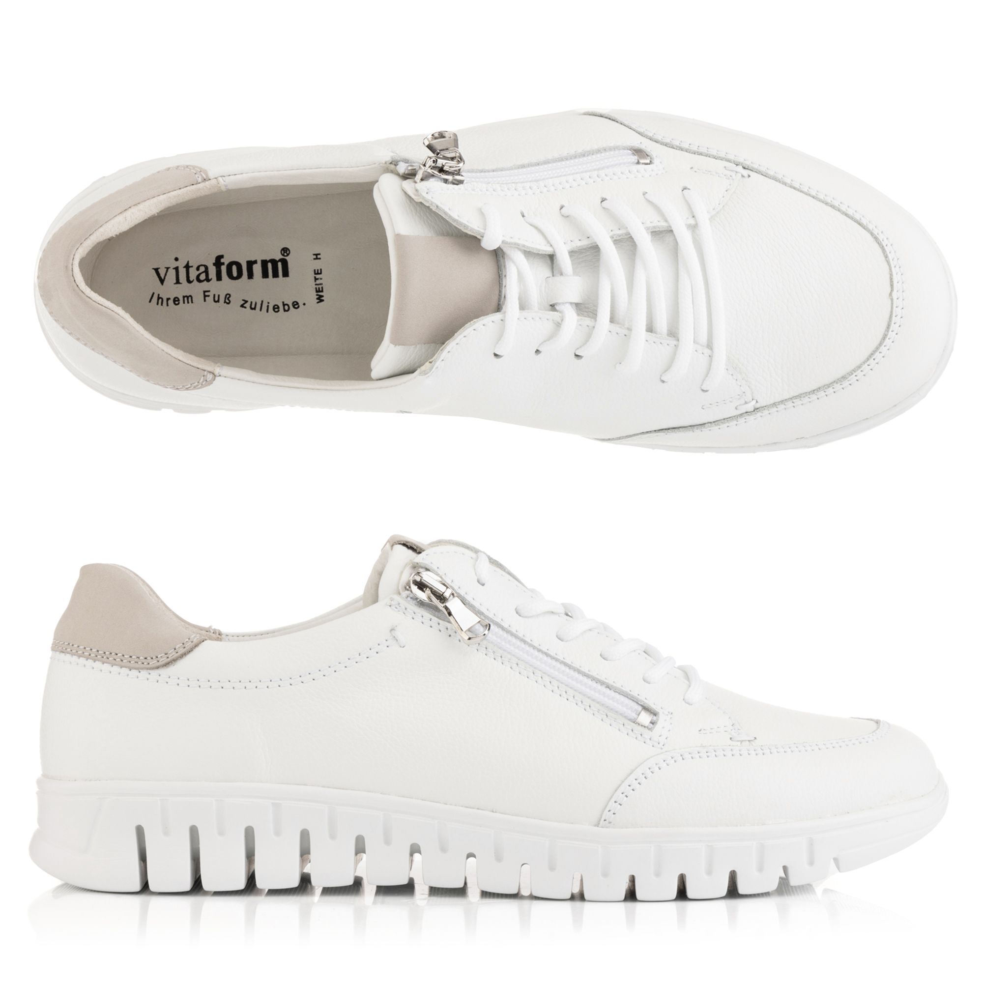 VITAFORM Herren- Sneaker Nappaleder Reißverschluss Leichtsohle