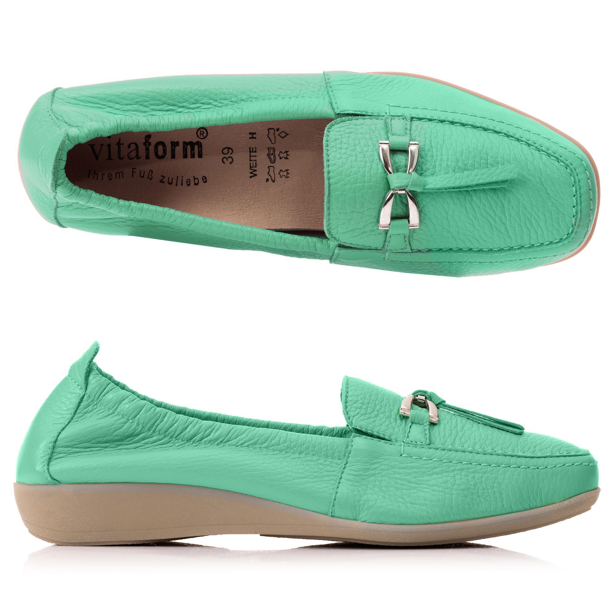 VITAFORM Damen- Mokassin Hirschleder Metall Schmucktrense Sohle Hilka